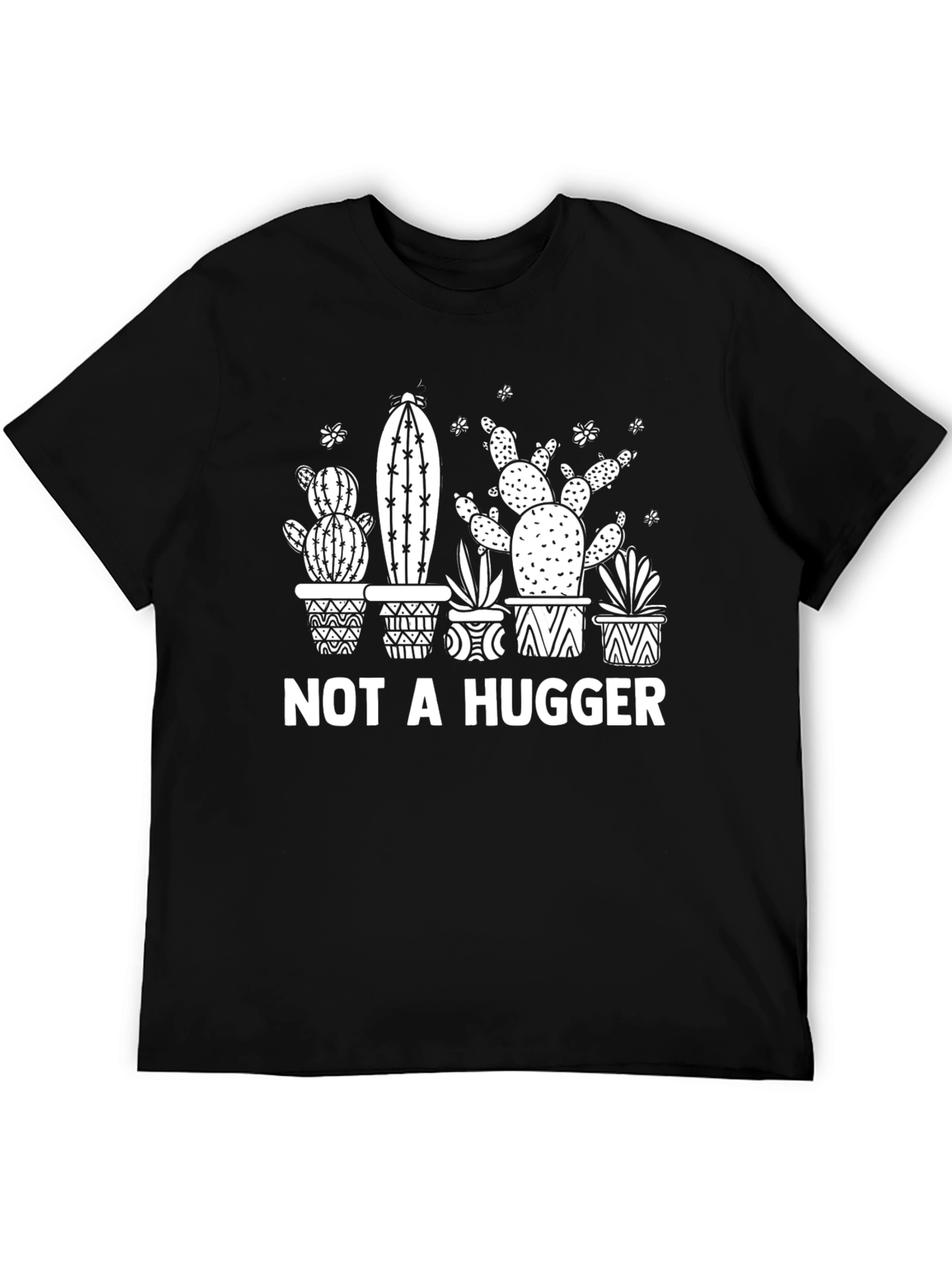 Black Not a Hugger Cactus Graphic T-Shirt view 5
