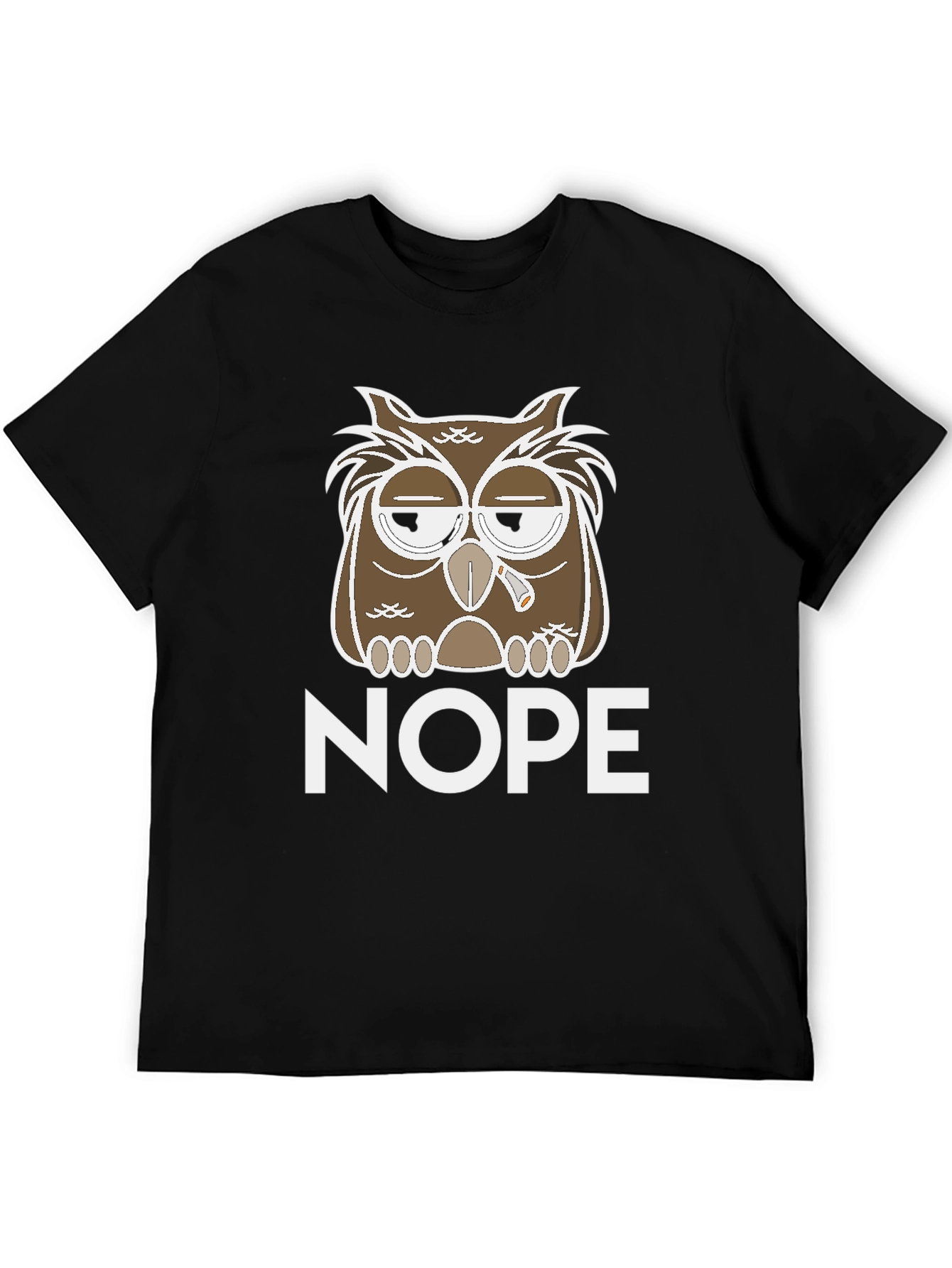 Black Nope Owl Graphic Tee - Funny Casual T-Shirt view 5
