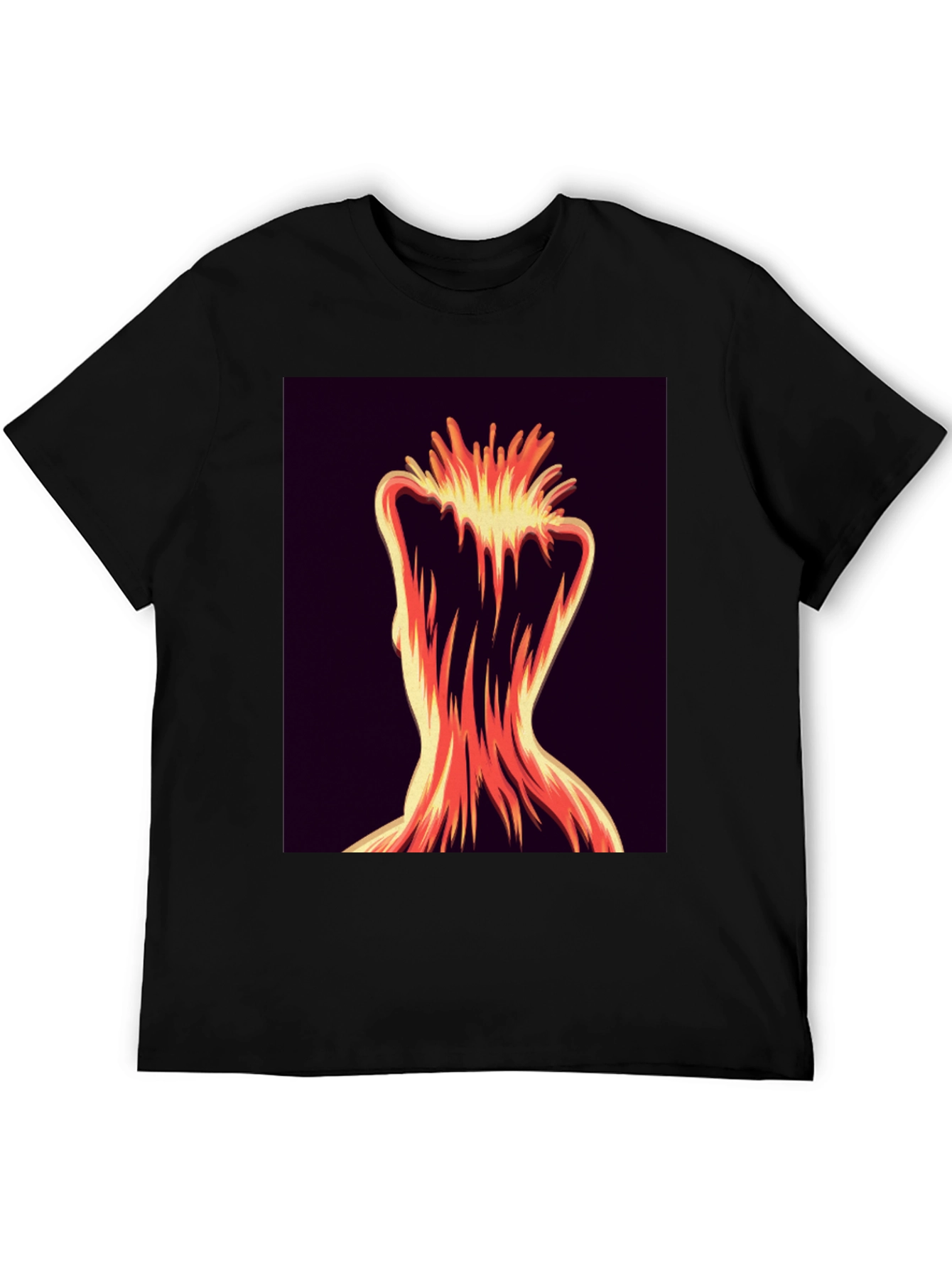 Black Abstract Fiery Figure Tee - Bold Graphic Print view 5