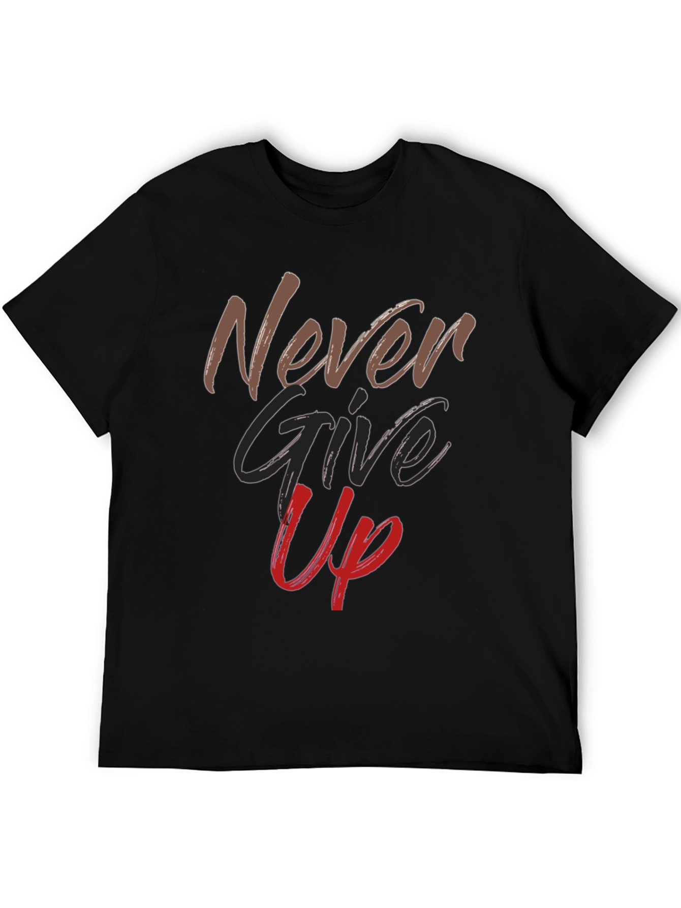 Black Never Give Up Graphic Tee - Motivational Shirt view 5