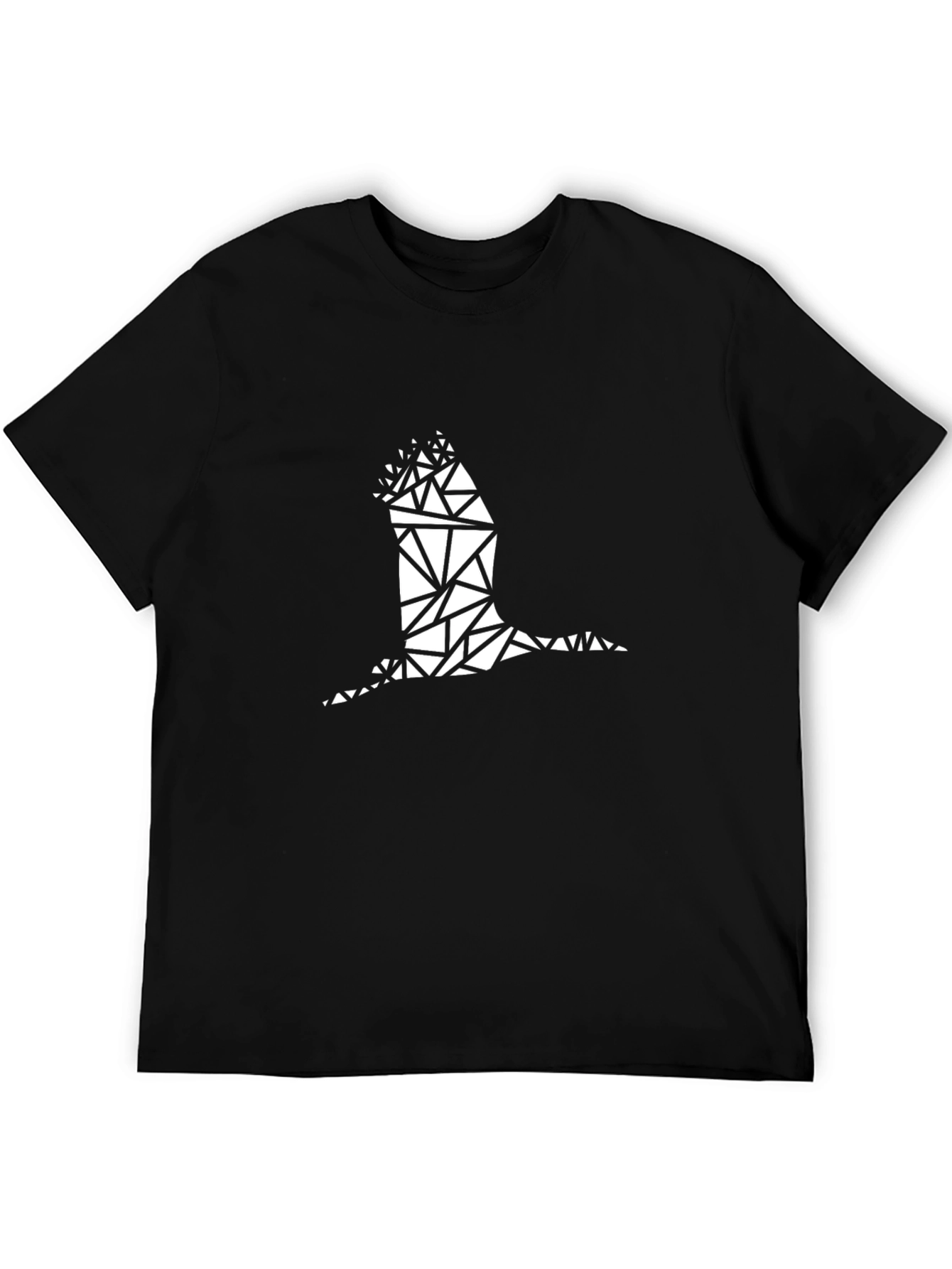 Black Geometric Bird Graphic Black T-Shirt view 5