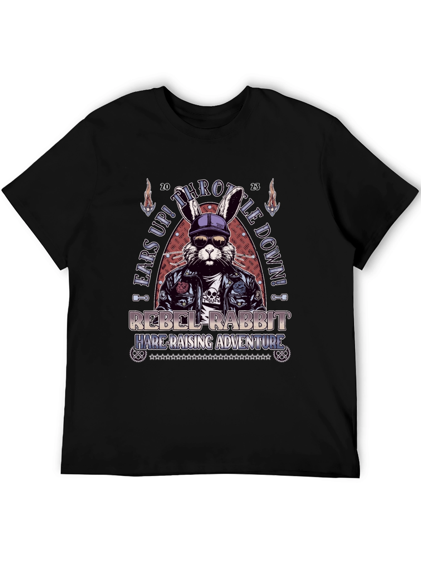 Black Rebel Rabbit T-Shirt: Hare-Raising Adventure Tee view 5