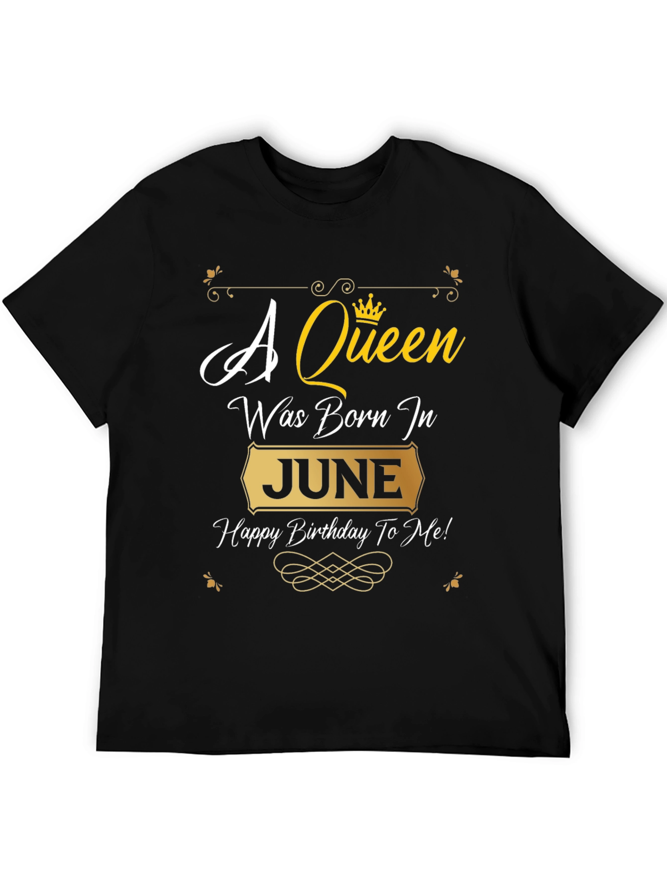 Black A Queen Was Born In June Birthday T-Shirt view 5