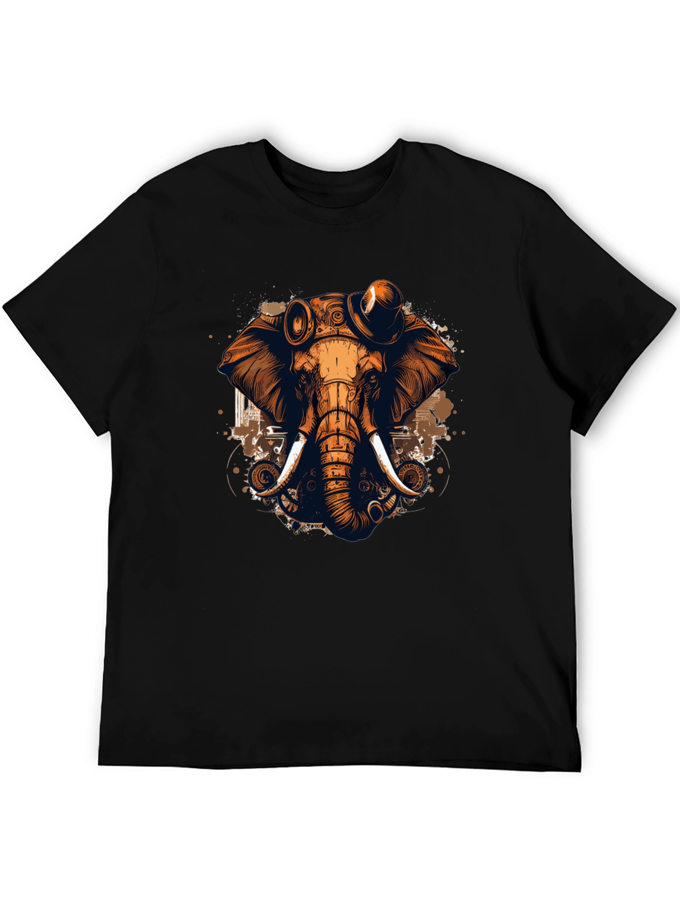 Black Steampunk Elephant Graphic Tee - Unique Design view 5