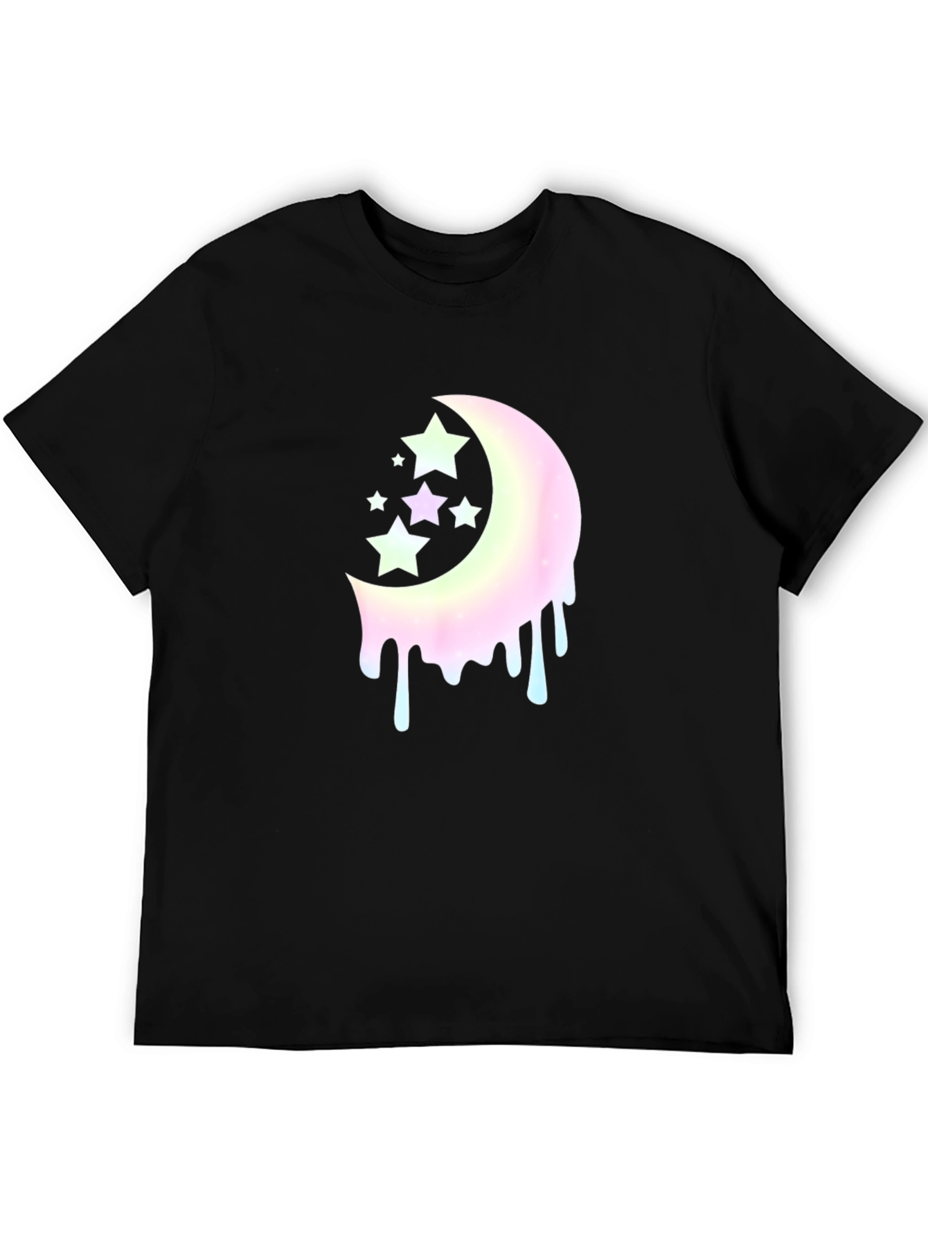 Black Moon Stars Drip Graphic Tee - Black Cotton Blend T-Shirt view 5