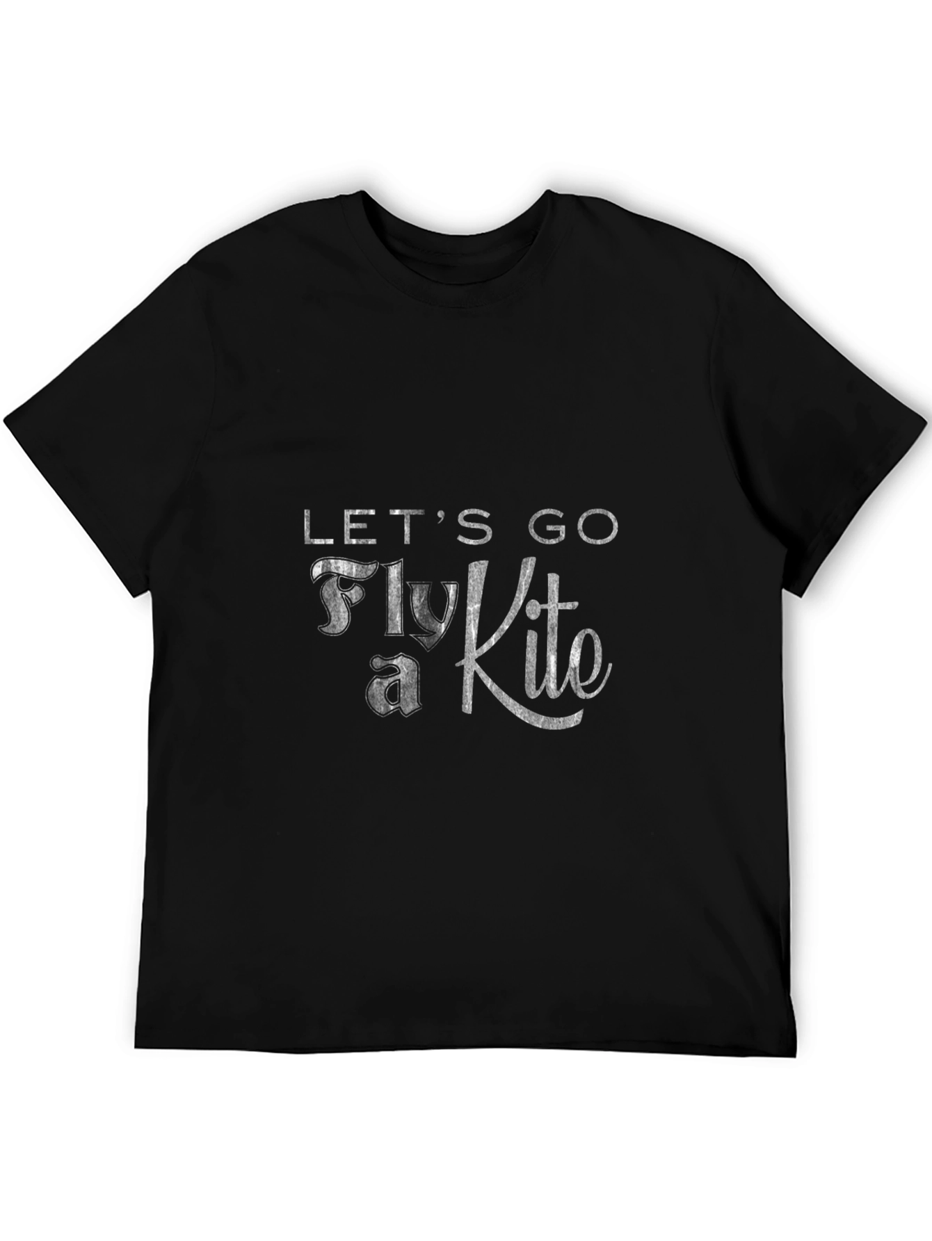 Black Let's Go Fly a Kite Black Graphic Tee view 5
