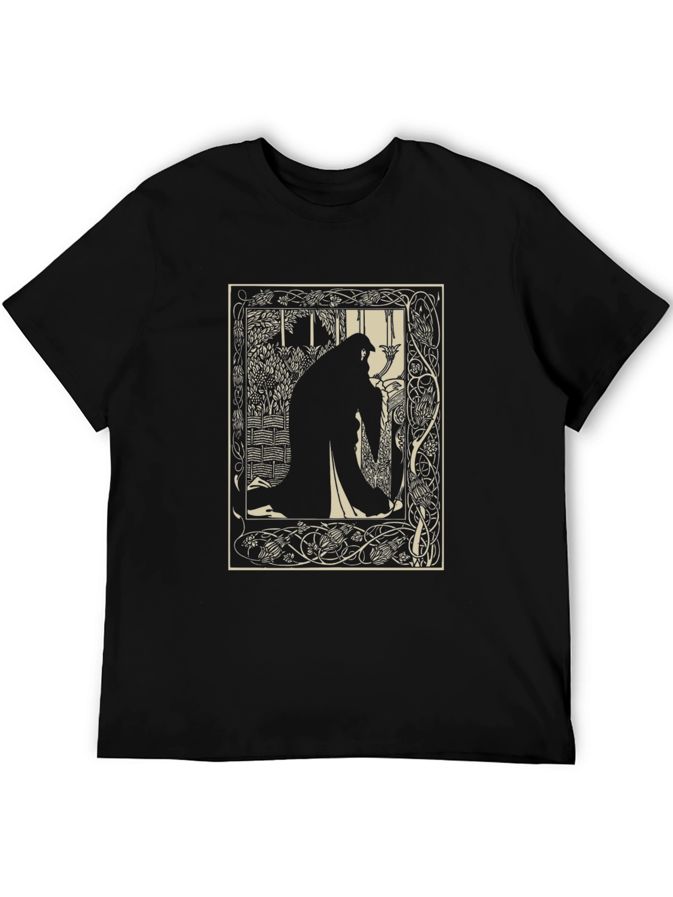 Black Art Nouveau Silhouette T-Shirt view 5
