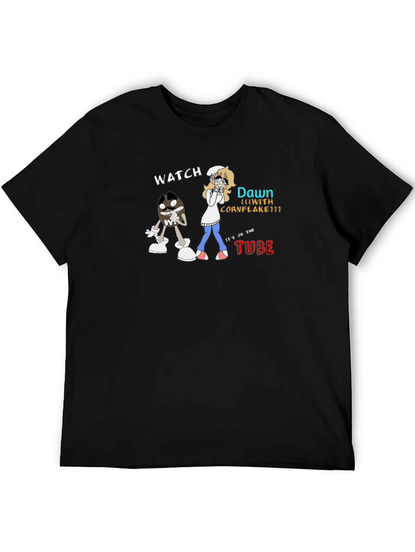 Black Watch Dawn (with Cornflake) T-Shirt - Funny Cartoon Tee view 5