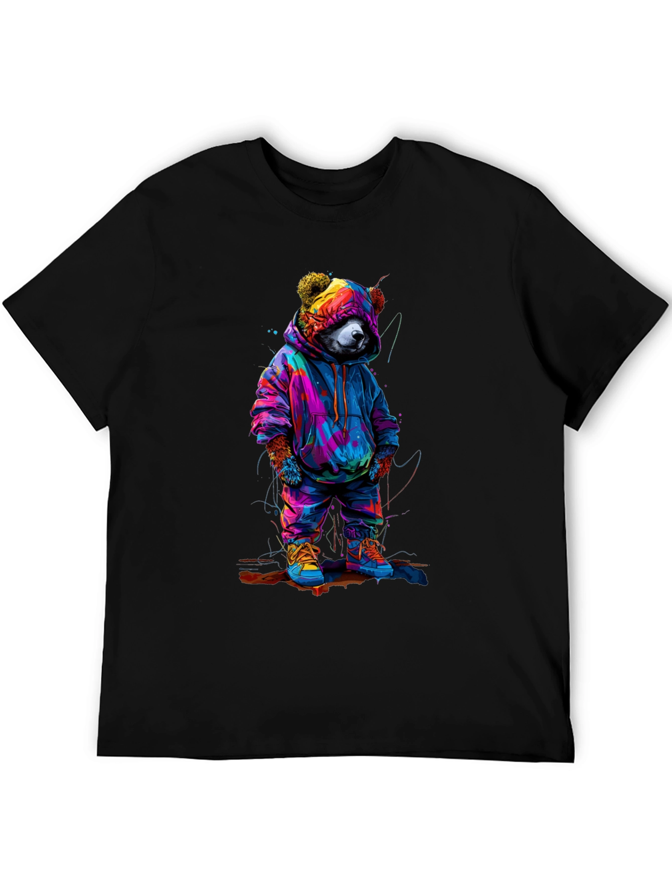 Black Cool Bear Graphic Tee - Trendy Streetwear view 5