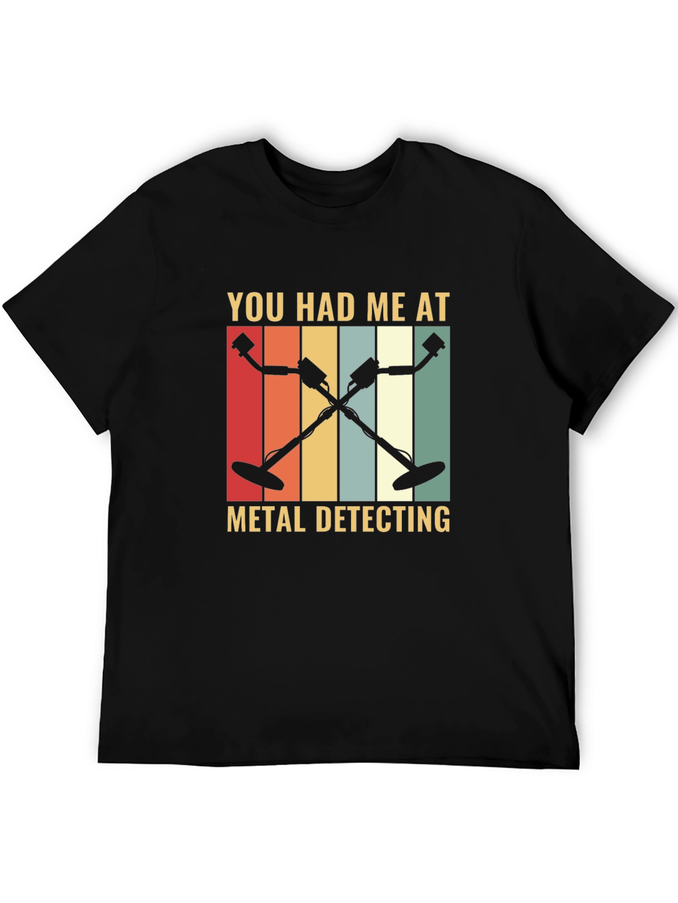 Black Metal Detecting Graphic Tee - Retro Hobby Shirt view 5