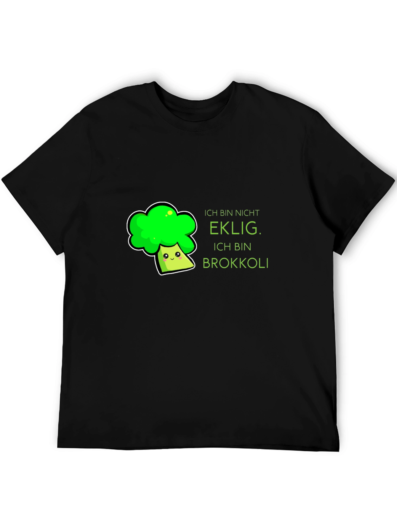 Black Funny Broccoli T-Shirt - "I am not disgusting" view 5