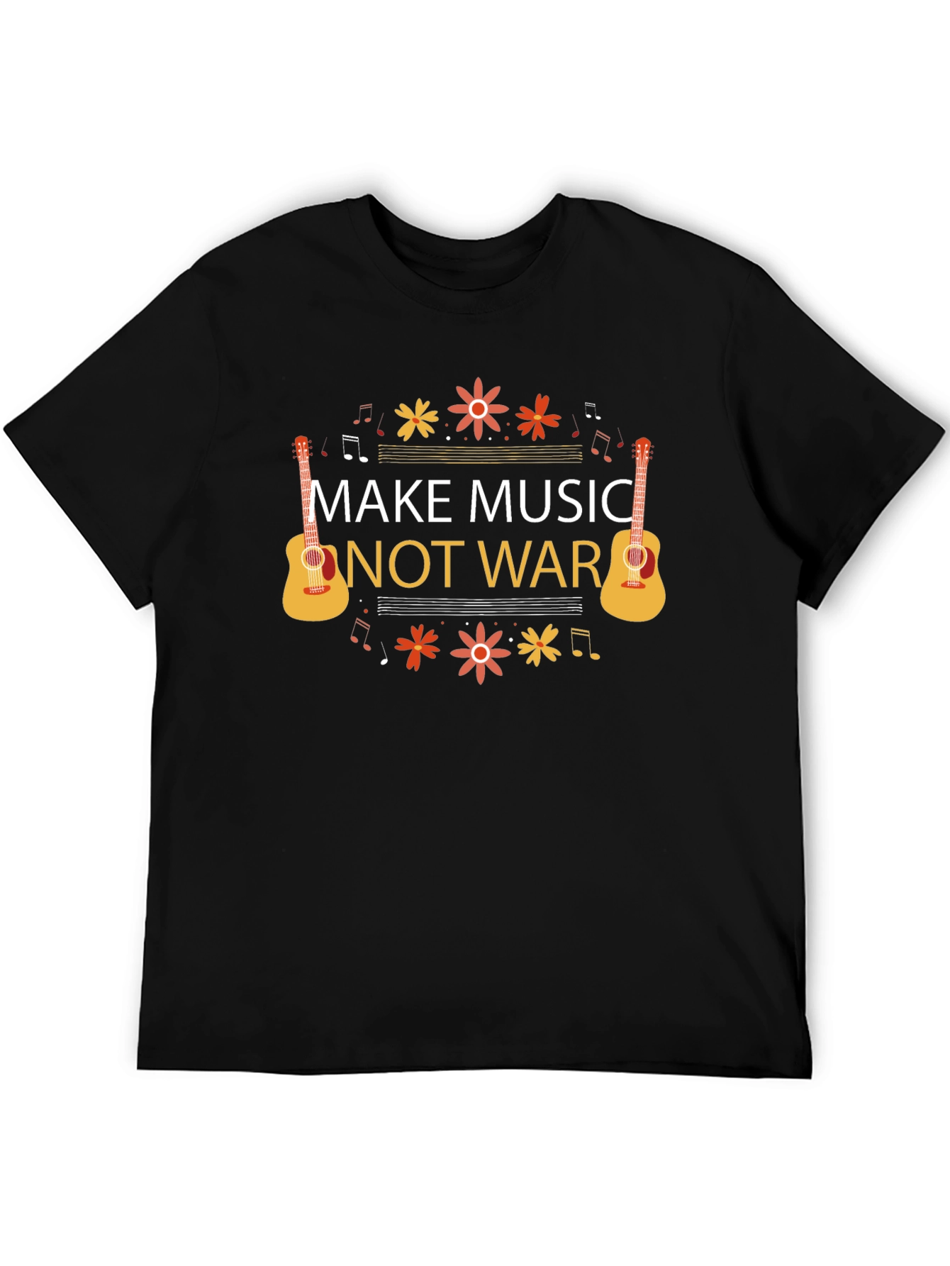 Black Make Music Not War Graphic Tee view 5