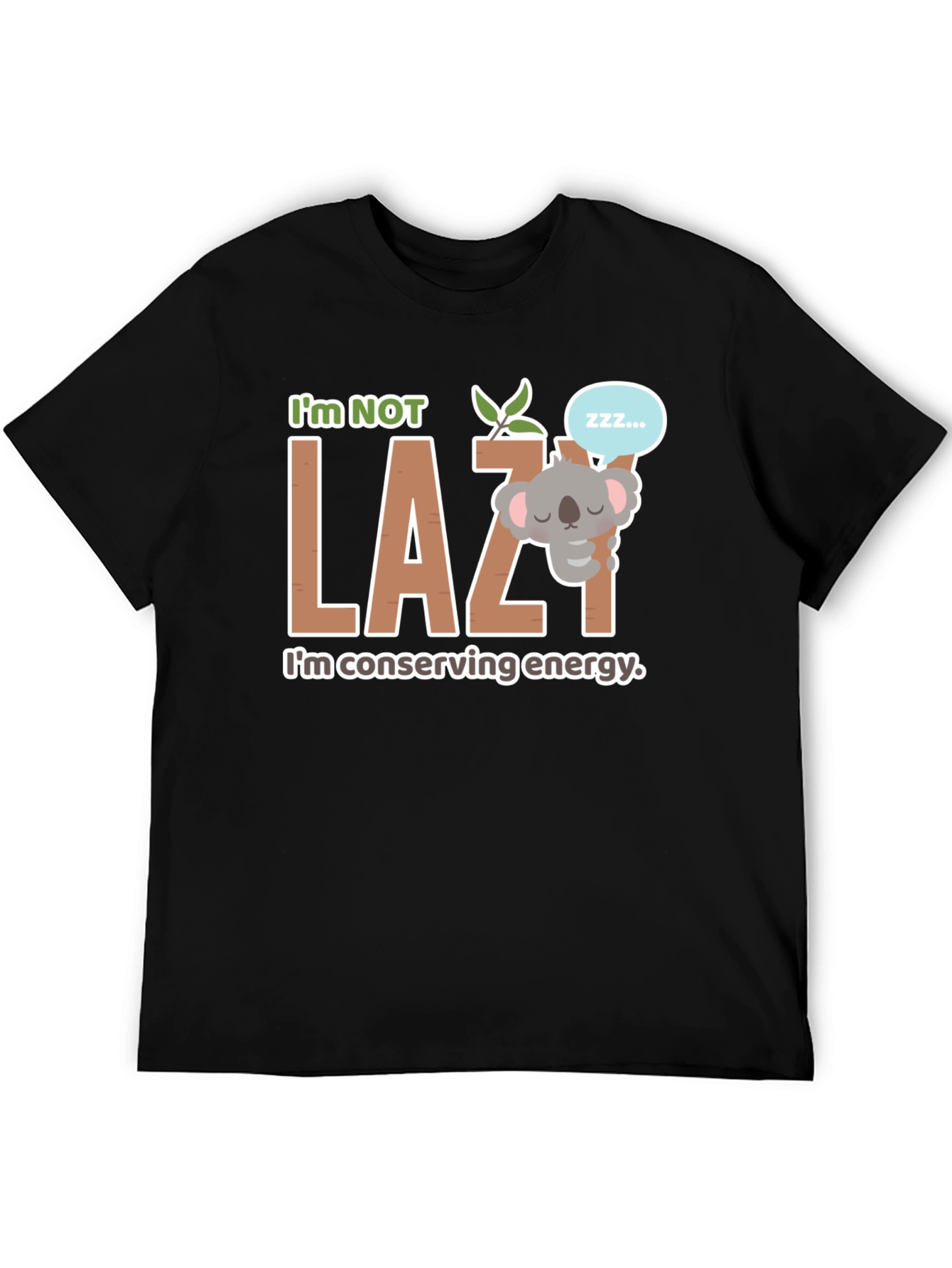 Black I'm Not Lazy Koala T-Shirt view 5