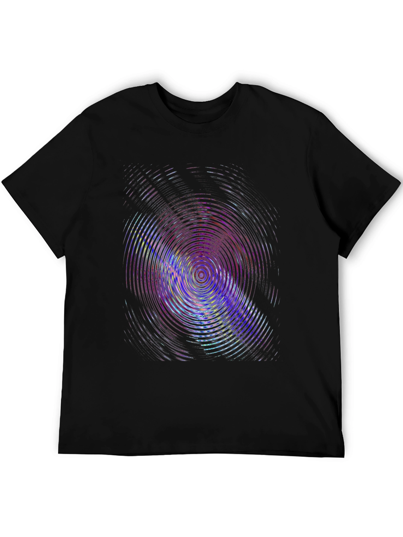 Black Vibrant Ripple Effect Black T-Shirt view 5