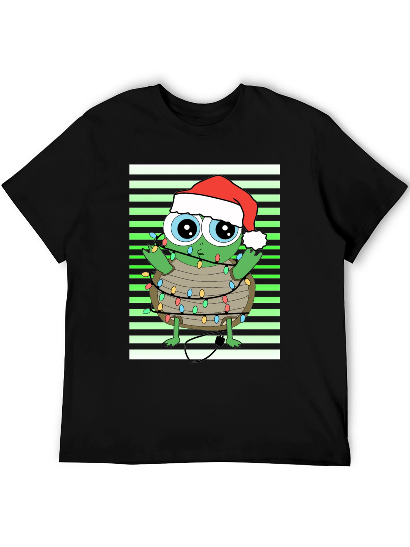 Black Christmas Turtle in Lights Graphic Tee view 5