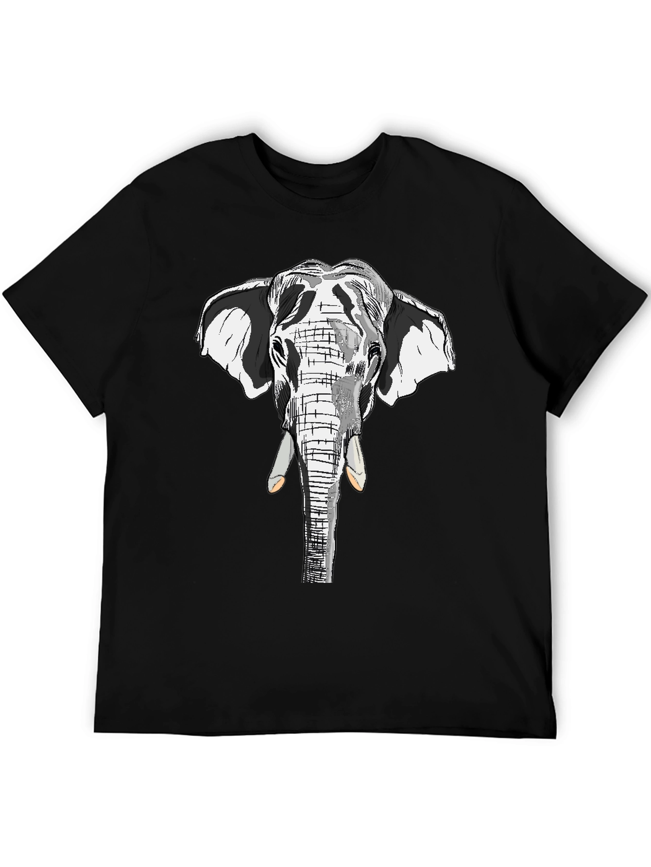 Black Elephant Graphic Print Black Cotton Tee view 5