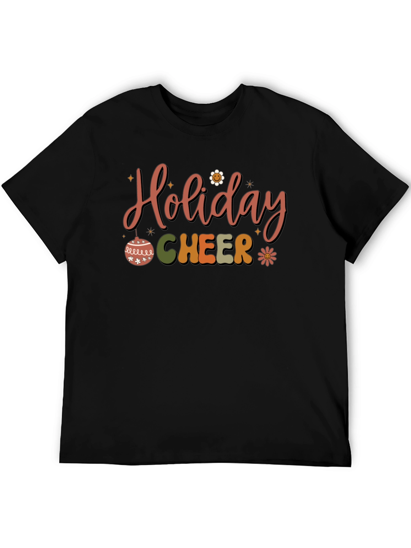Black Holiday Cheer Graphic Tee - Festive Season Shirt view 5