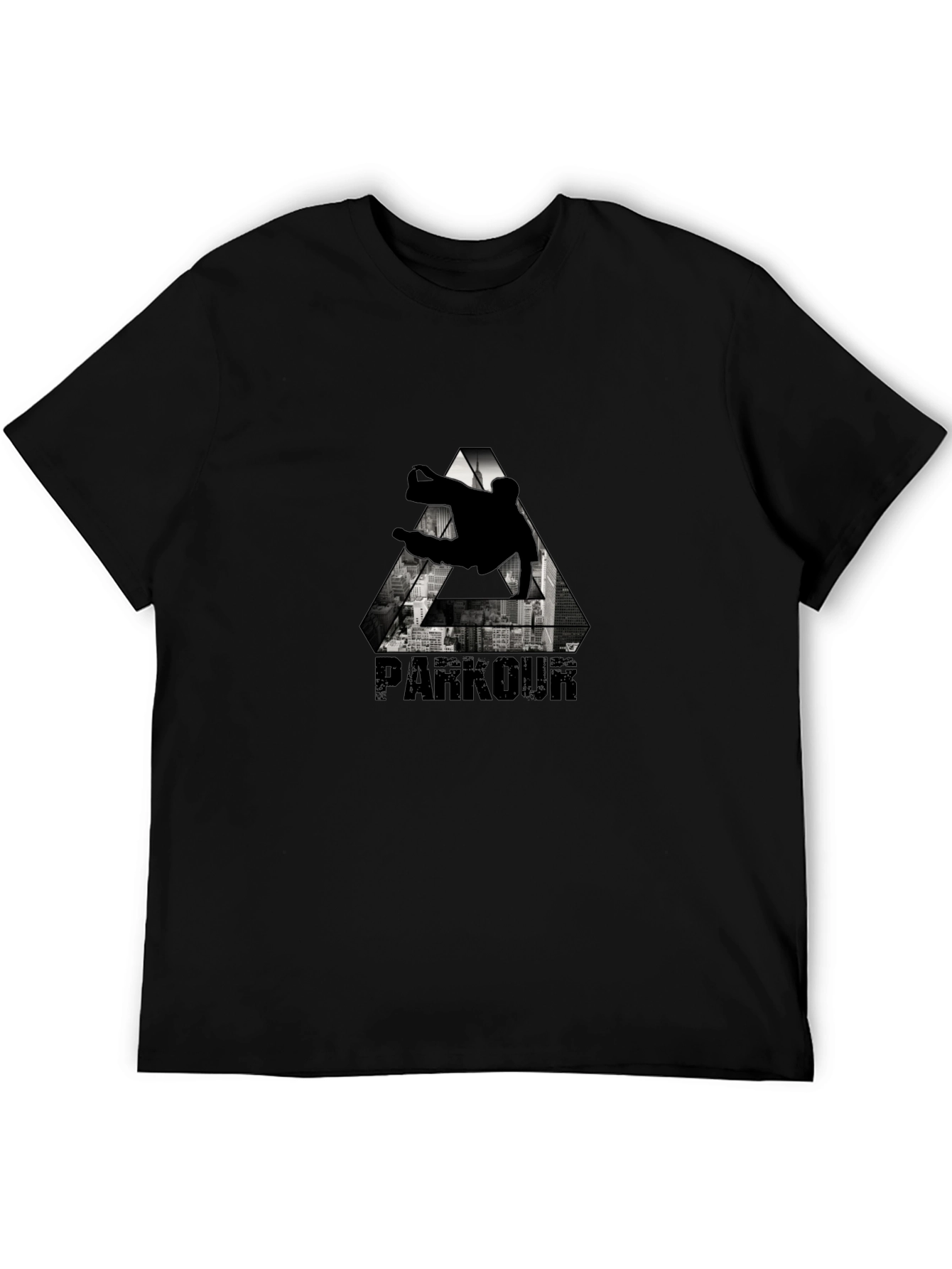 Black Parkour Triangle Graphic T-Shirt - Urban Style view 5