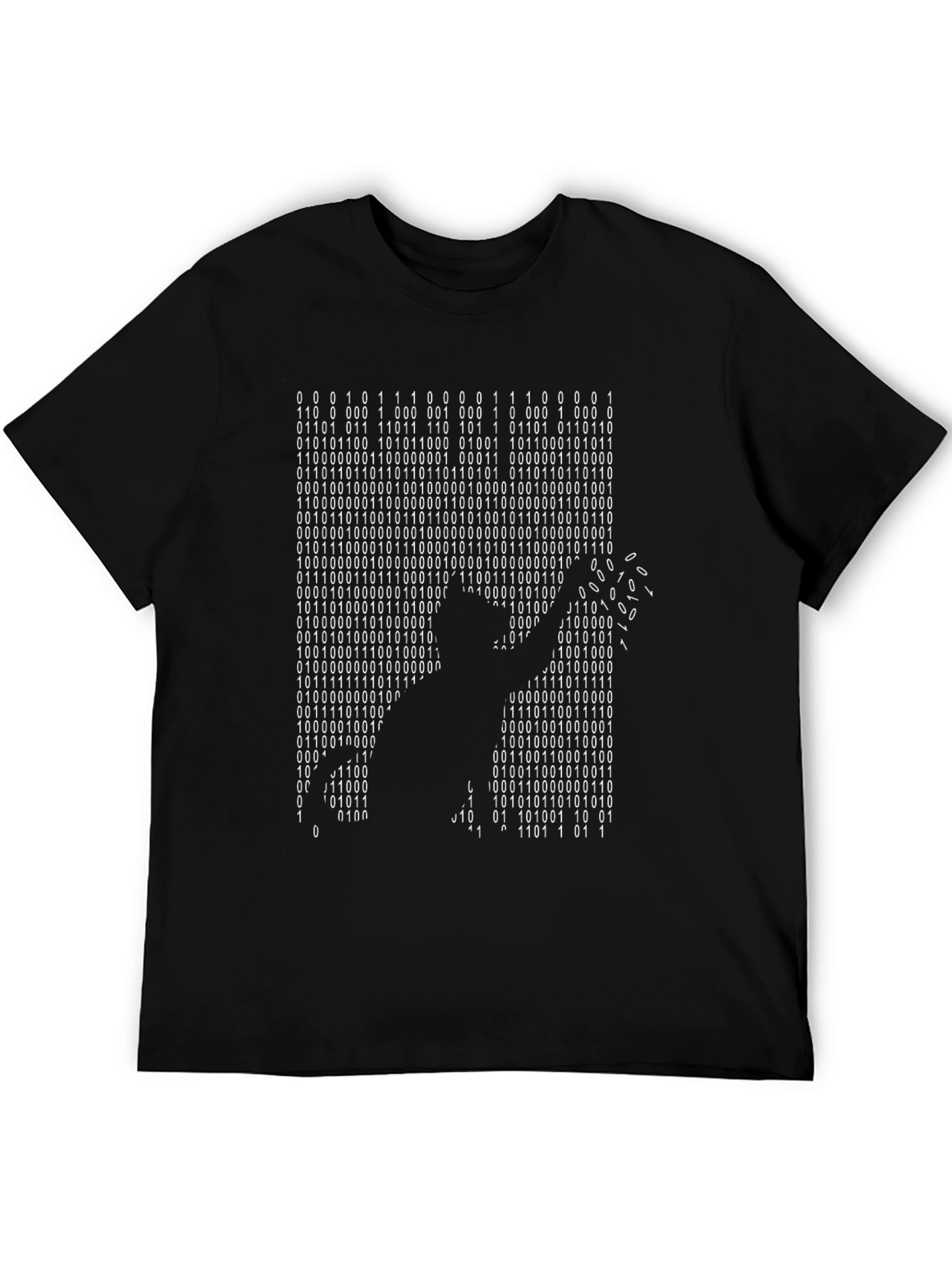 Black Binary Code Silhouette T-Shirt - Hacker Style view 5