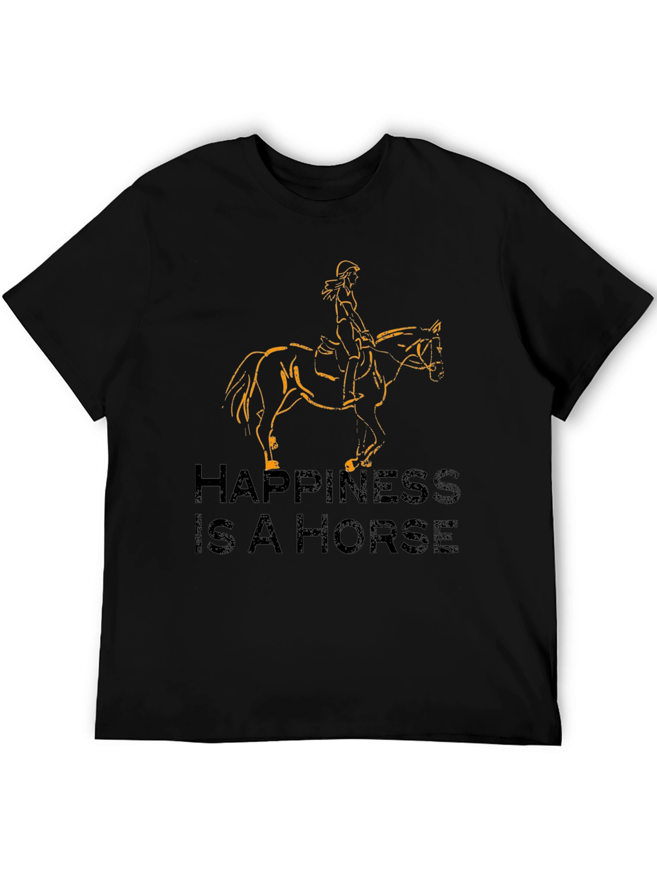 Black Happiness is a Horse Black T-Shirt view 5