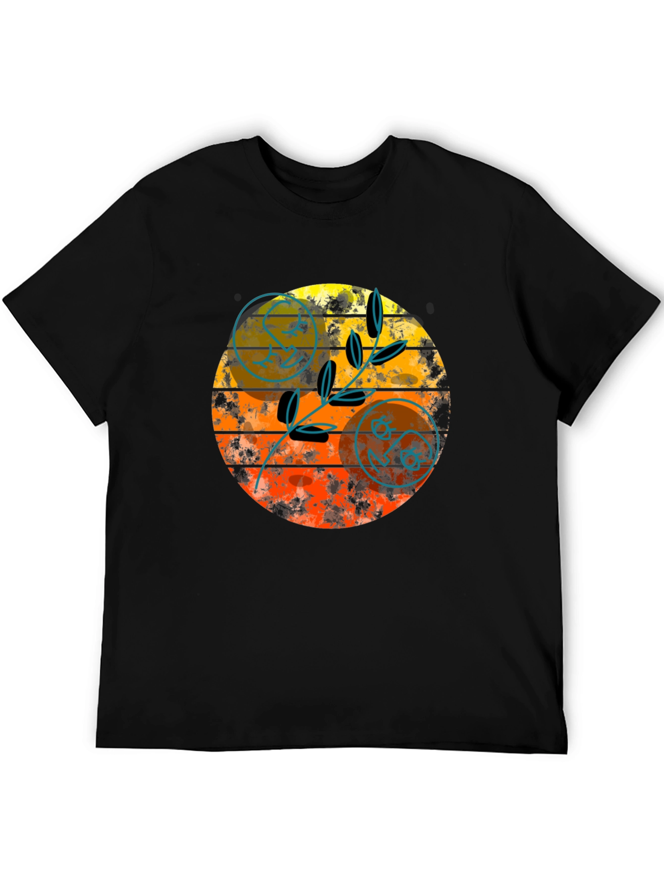 Black Retro Sunset Graphic Tee - Stylish Black T-Shirt view 5