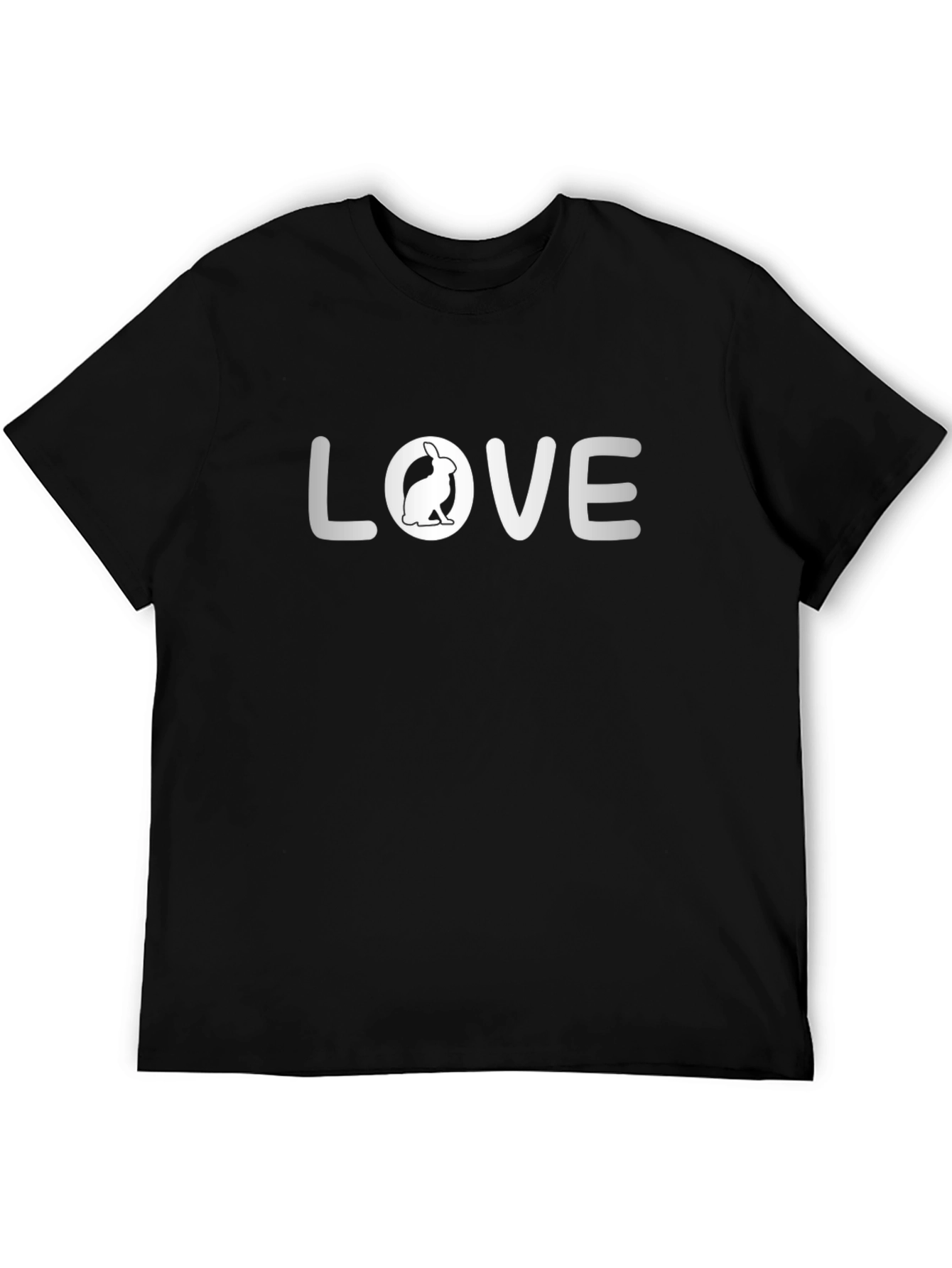 Black Love Rabbit Graphic T-Shirt - Black Cotton Tee view 5