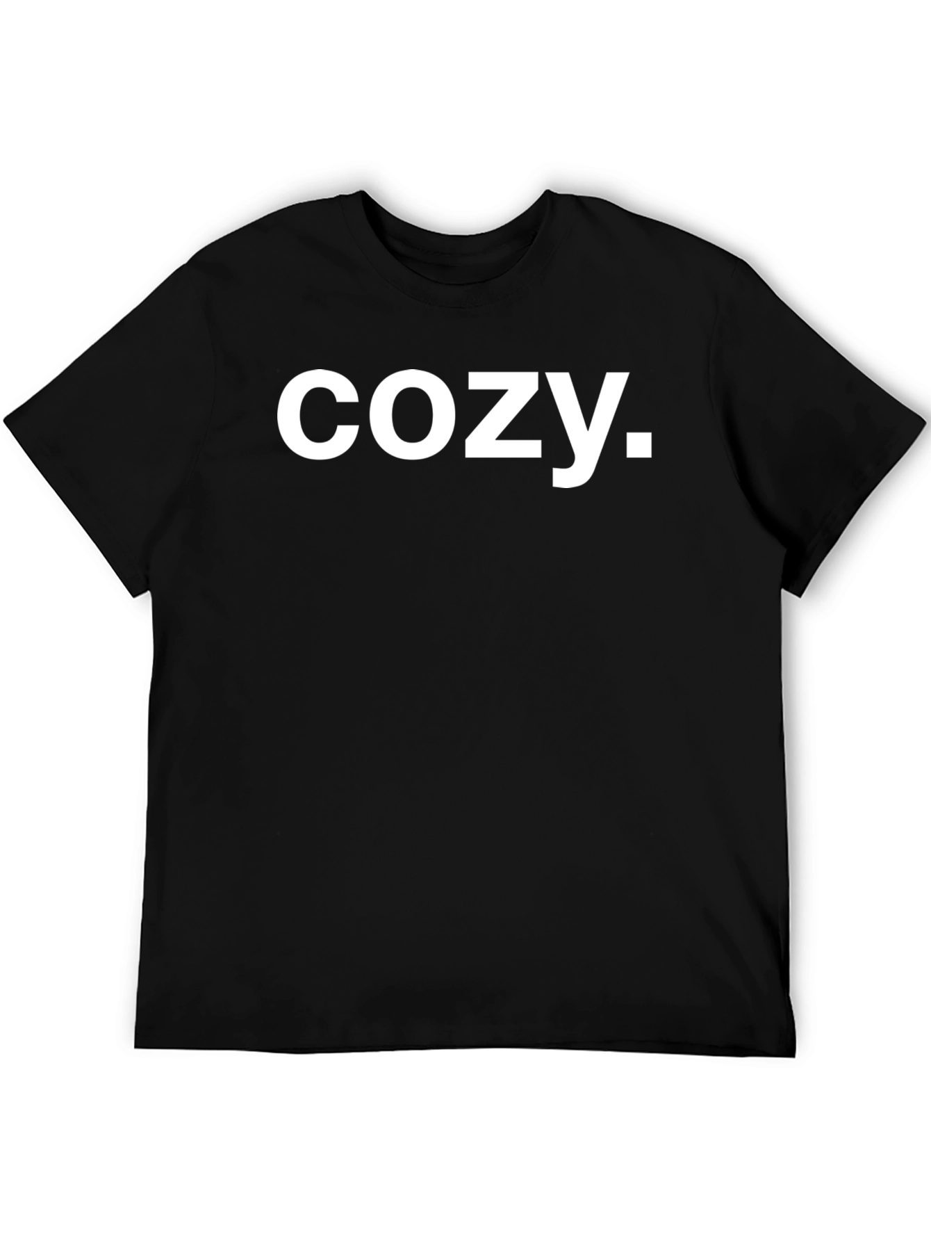 Black Cozy Tee - Black Cotton Blend T-Shirt view 5