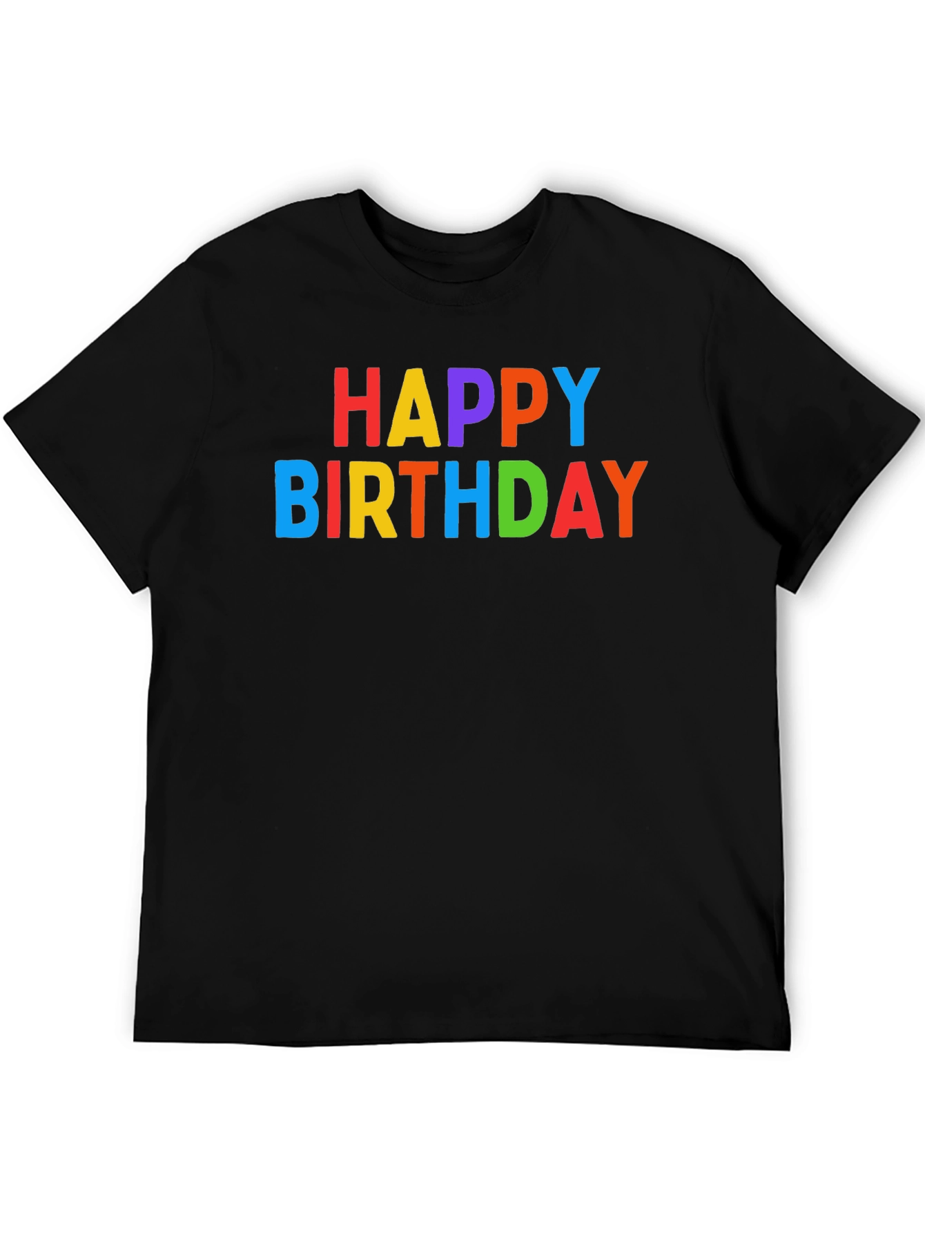 Black Happy Birthday Colorful Graphic Tee - Black view 5