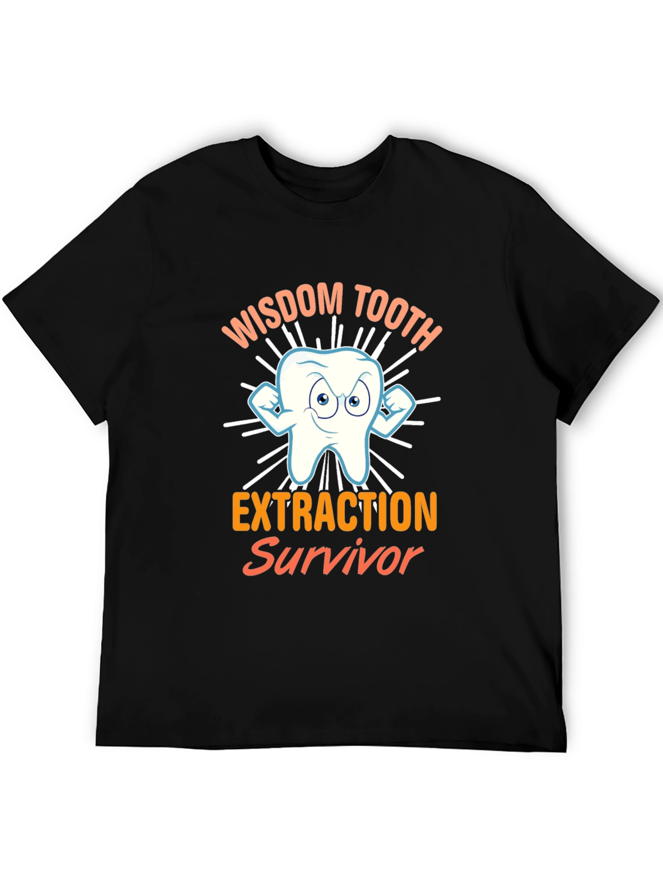 Black Wisdom Tooth Extraction Survivor T-Shirt Funny Dental Tee view 5