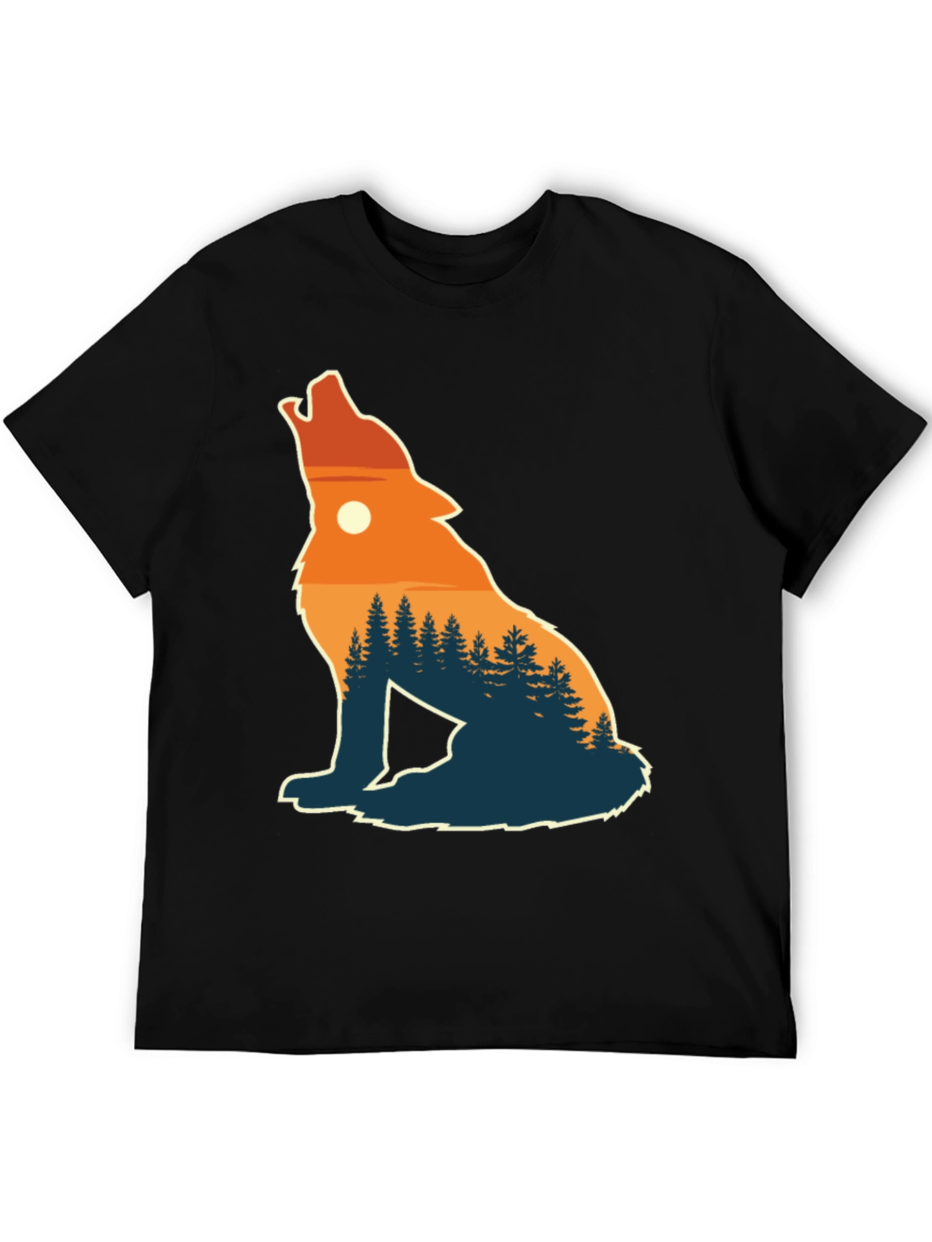 Black Wolf Silhouette Nature T-Shirt view 5