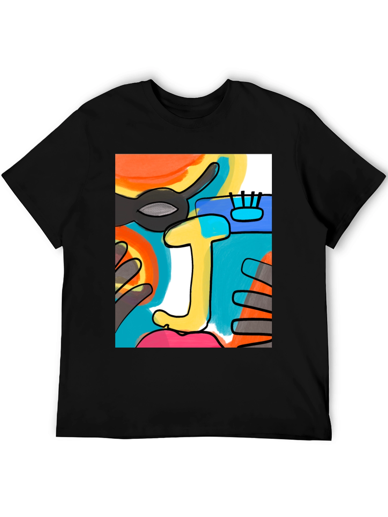 Black Abstract Art Graphic Tee view 5