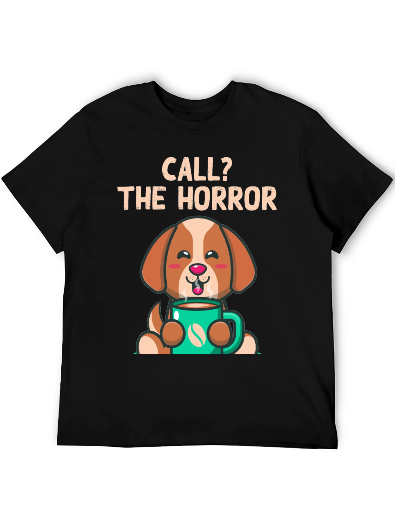 Black Call the Horror Coffee Dog T-Shirt view 5