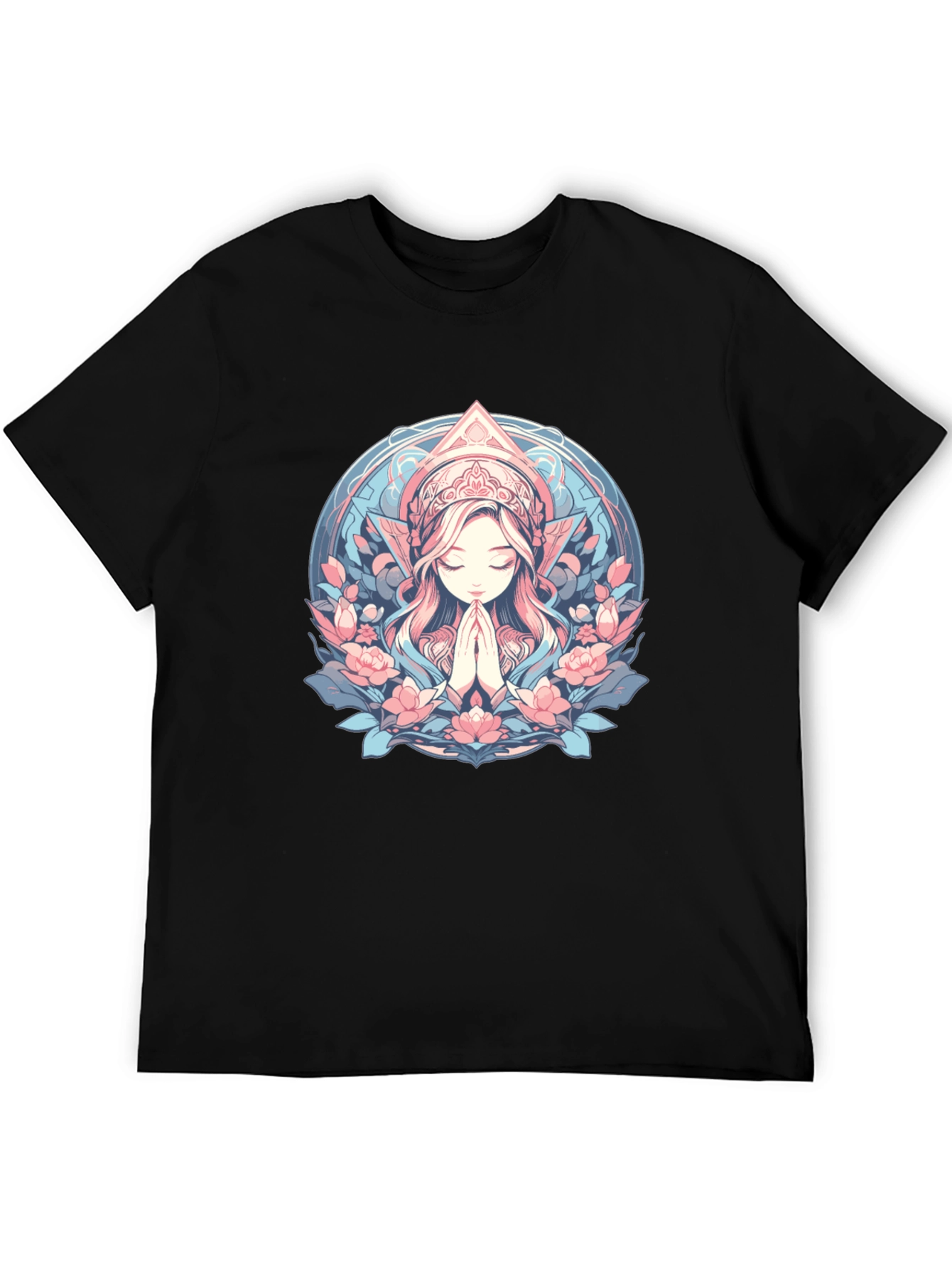 Black Praying Woman Floral T-Shirt view 5