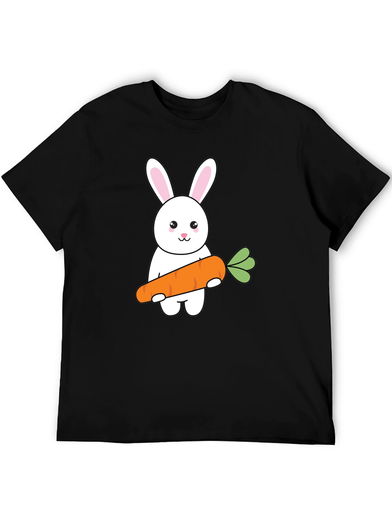 Black Bunny & Carrot Graphic Tee - Black Cotton T-Shirt view 5