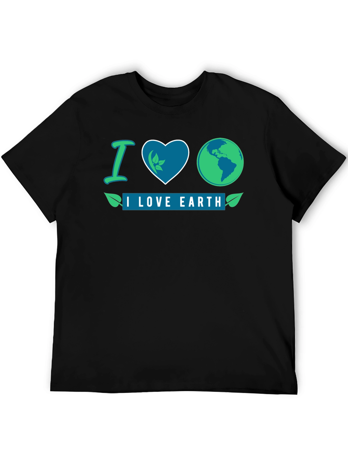 Black I Love Earth Black Graphic T-Shirt view 5