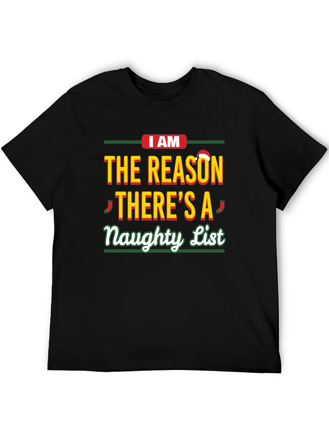 Black Naughty List Graphic T-Shirt - Funny Christmas Apparel view 5