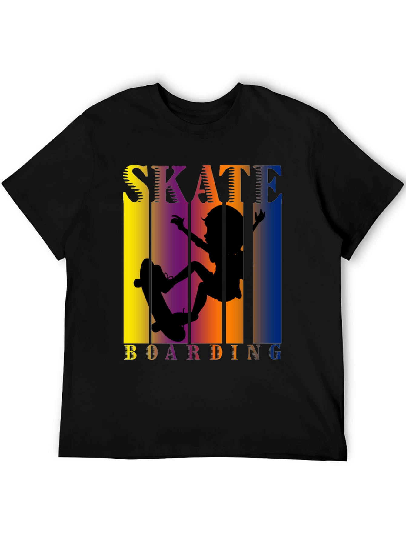 Black Skateboarding Graphic Tee - Cool Skater Design view 5