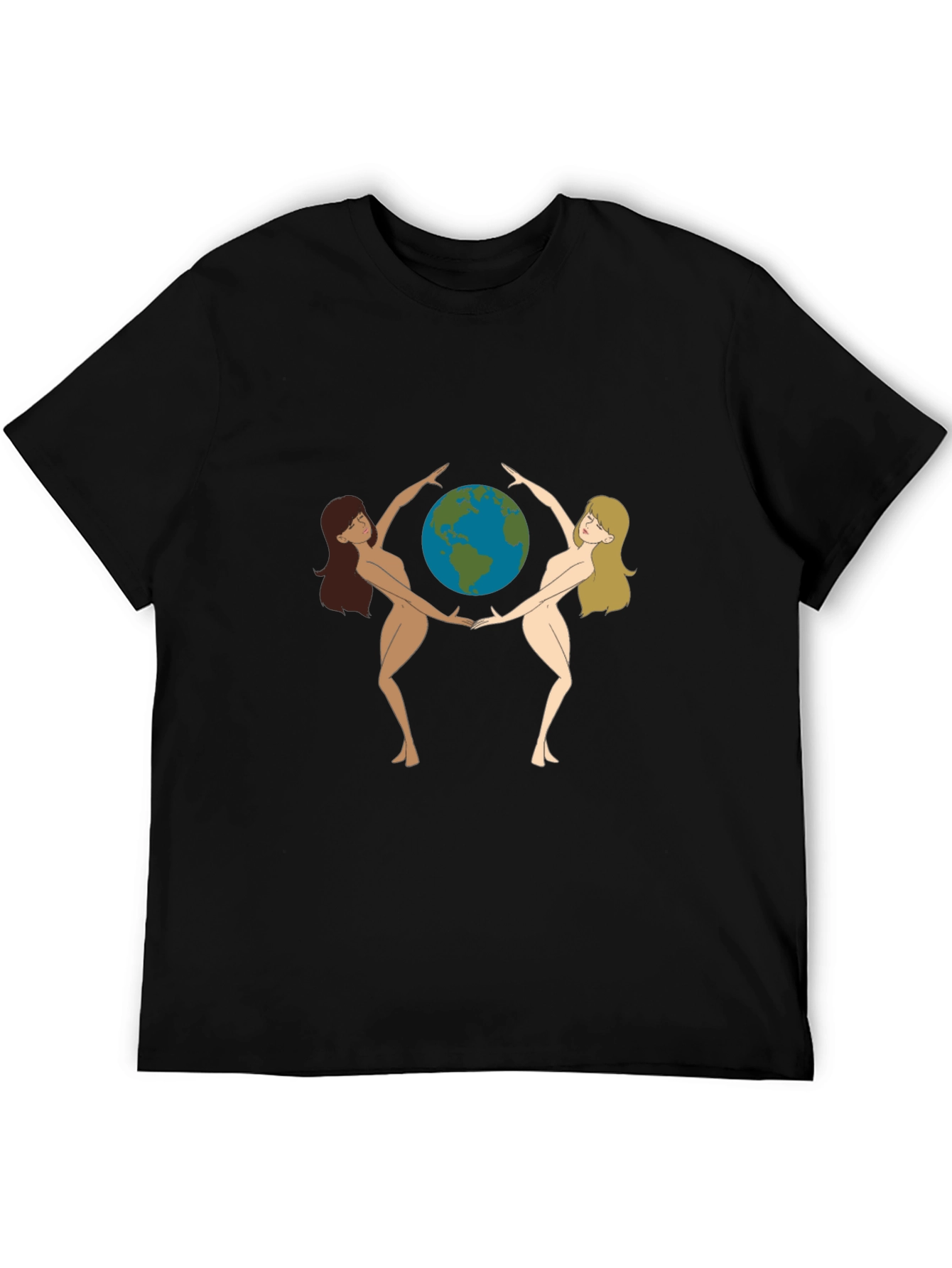 Black Unique Women Earth Graphic Black T-Shirt view 5