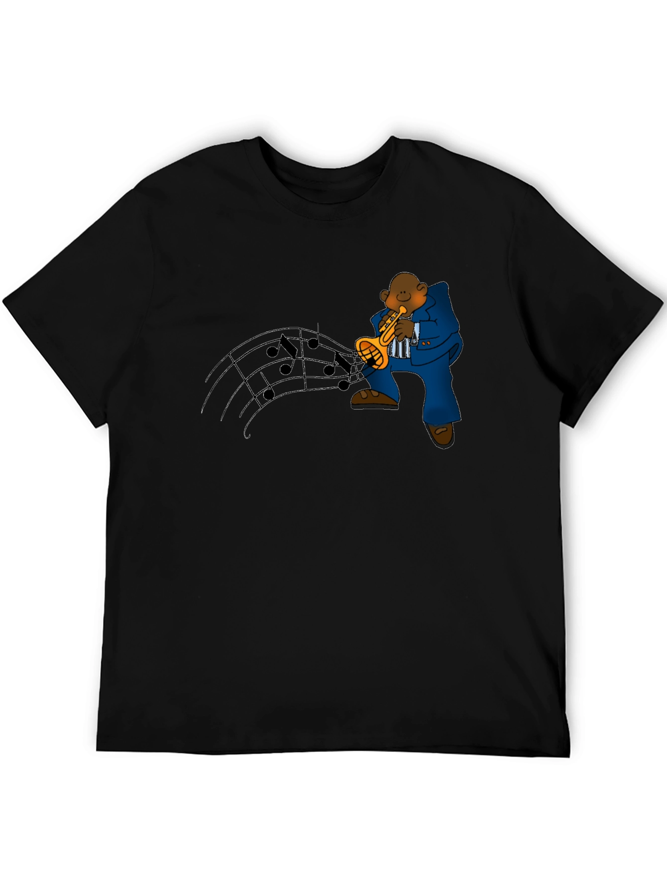 Black Jazz Trumpet Player Graphic Tee - Black view 5
