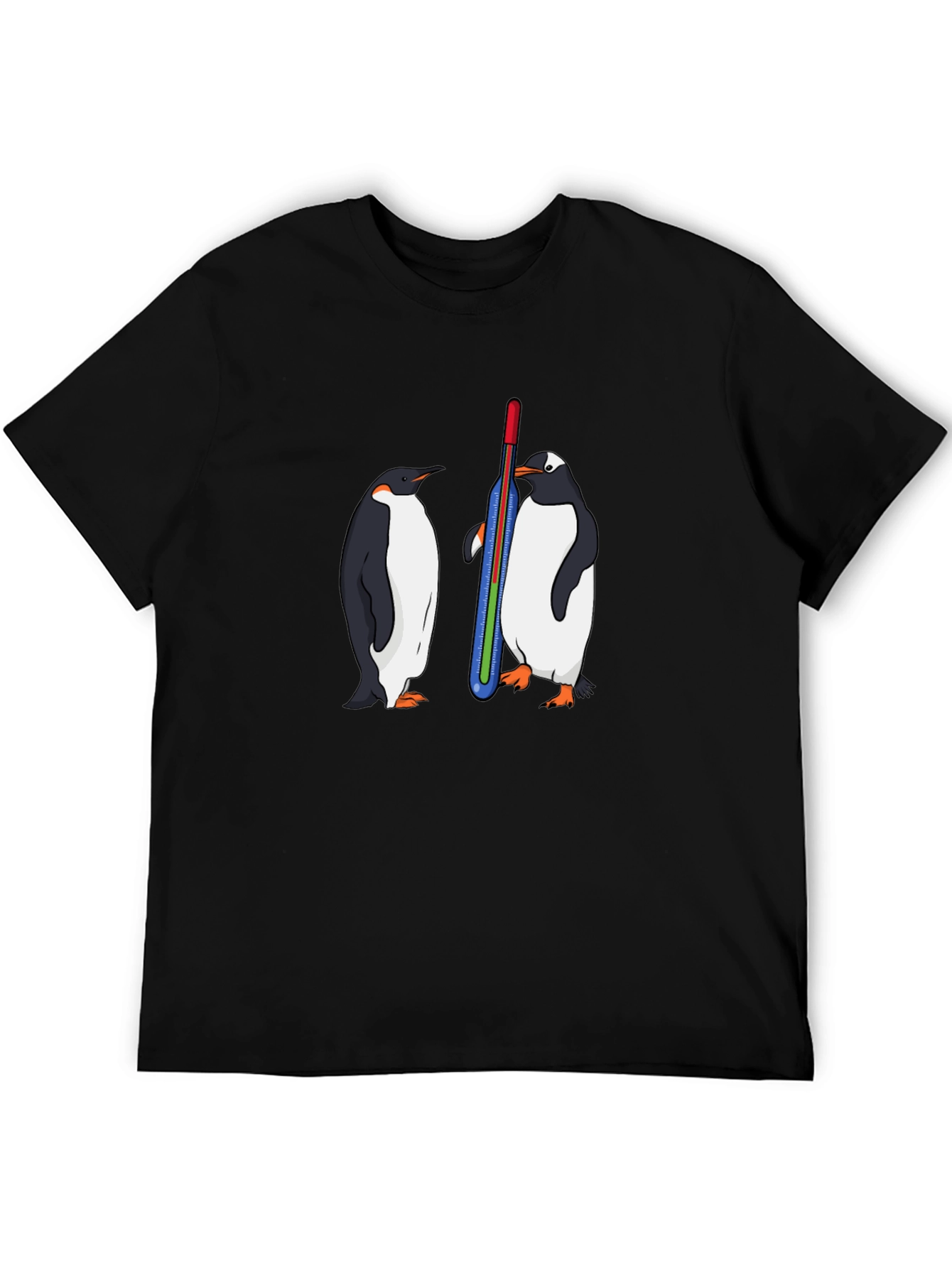Black Penguin Thermometer Graphic Tee - Cool Animal Design view 5