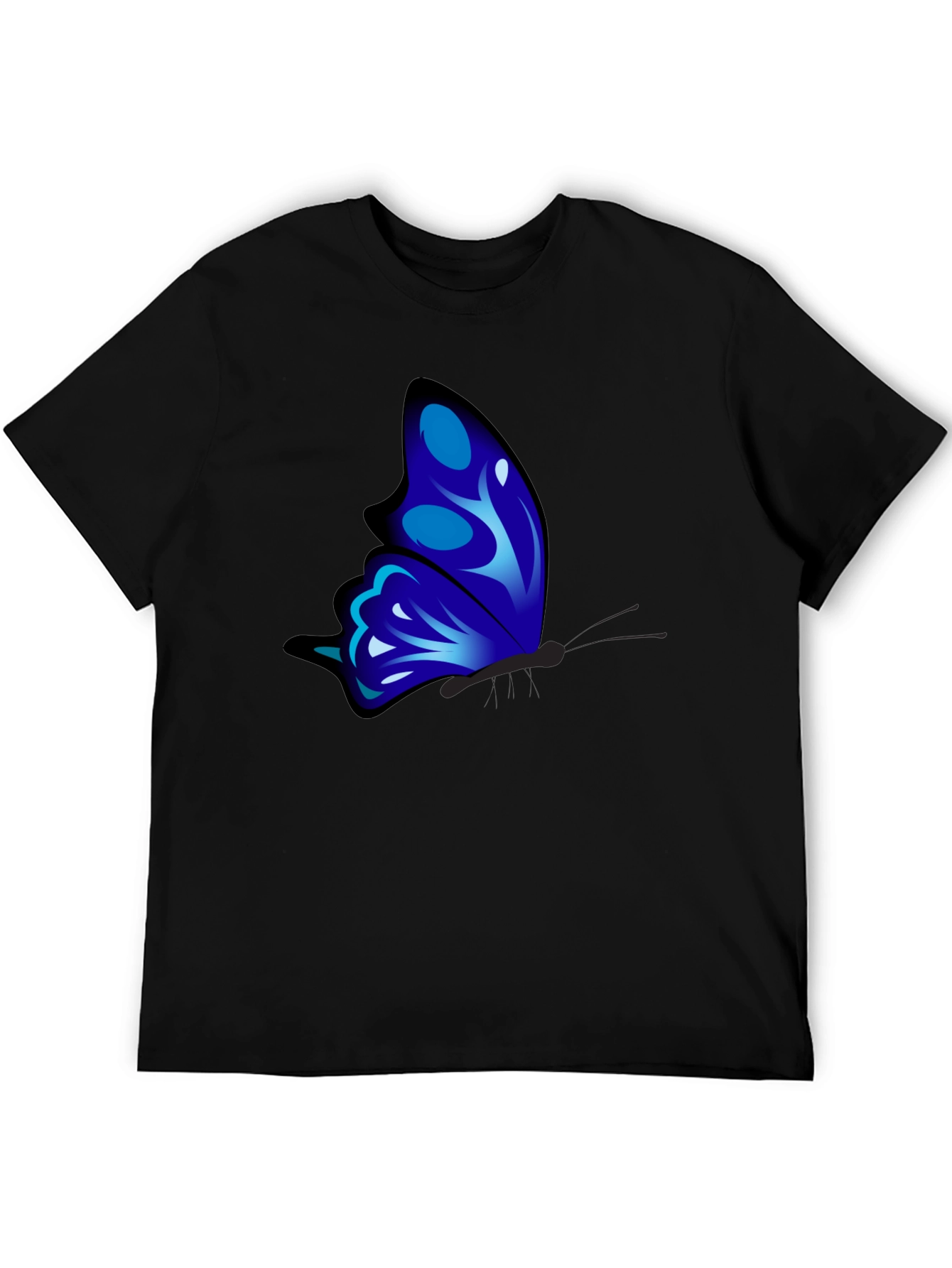 Black Blue Butterfly Graphic T-Shirt view 5