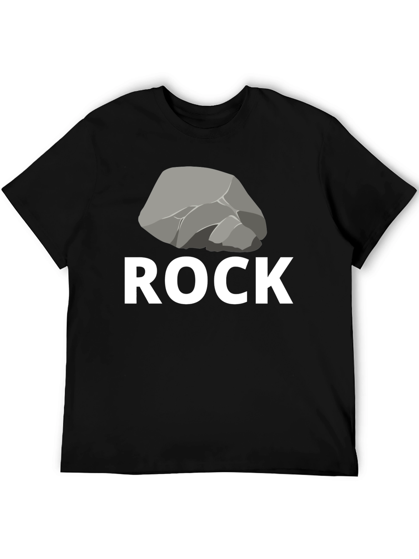 Black Humorous "Rock" Graphic Tee - Black Cotton Blend view 5
