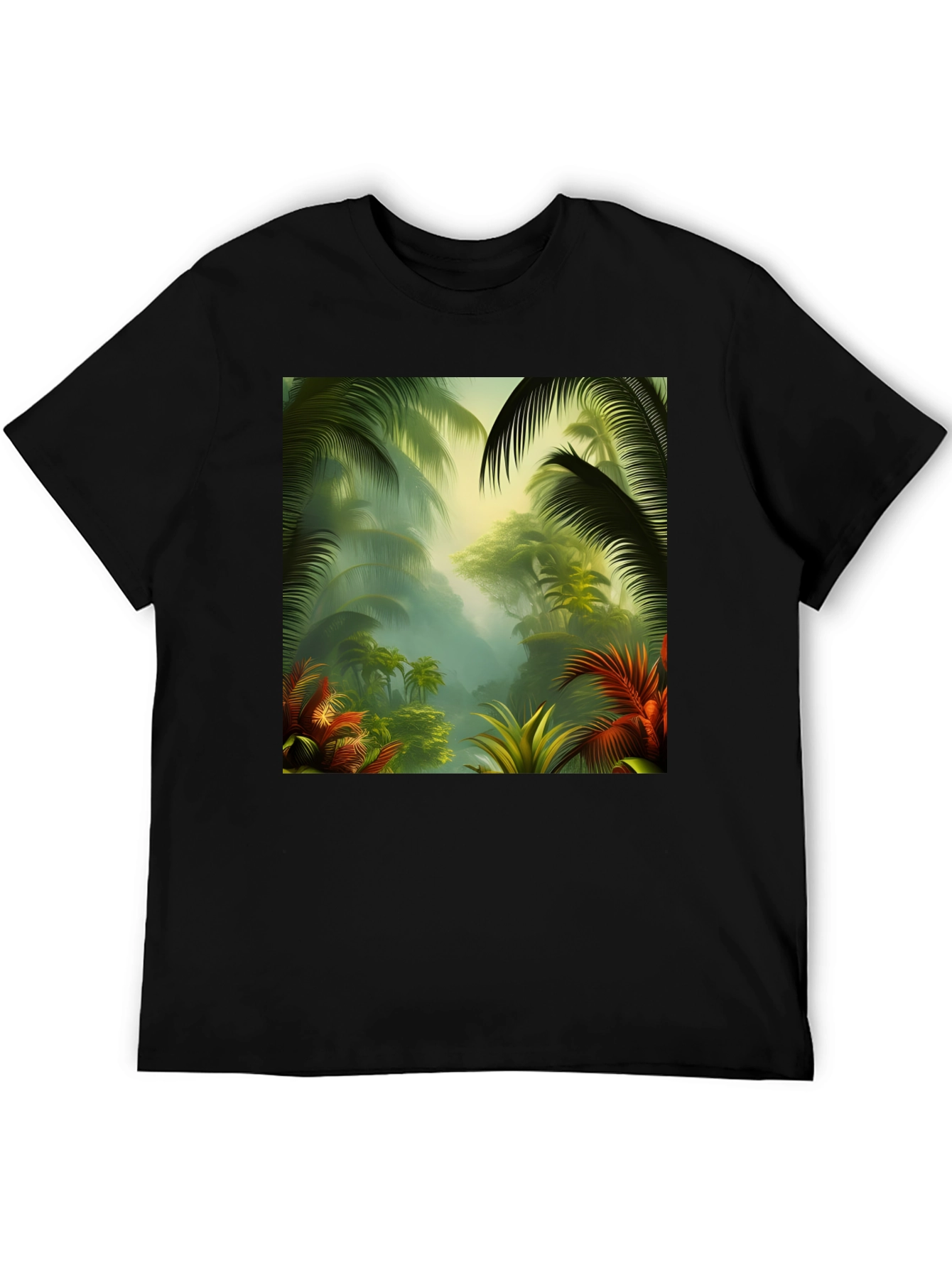 Black Tropical Jungle T-Shirt view 5