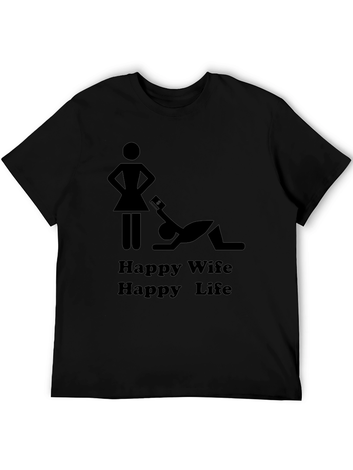 Black Happy Wife Happy Life Graphic Tee view 5