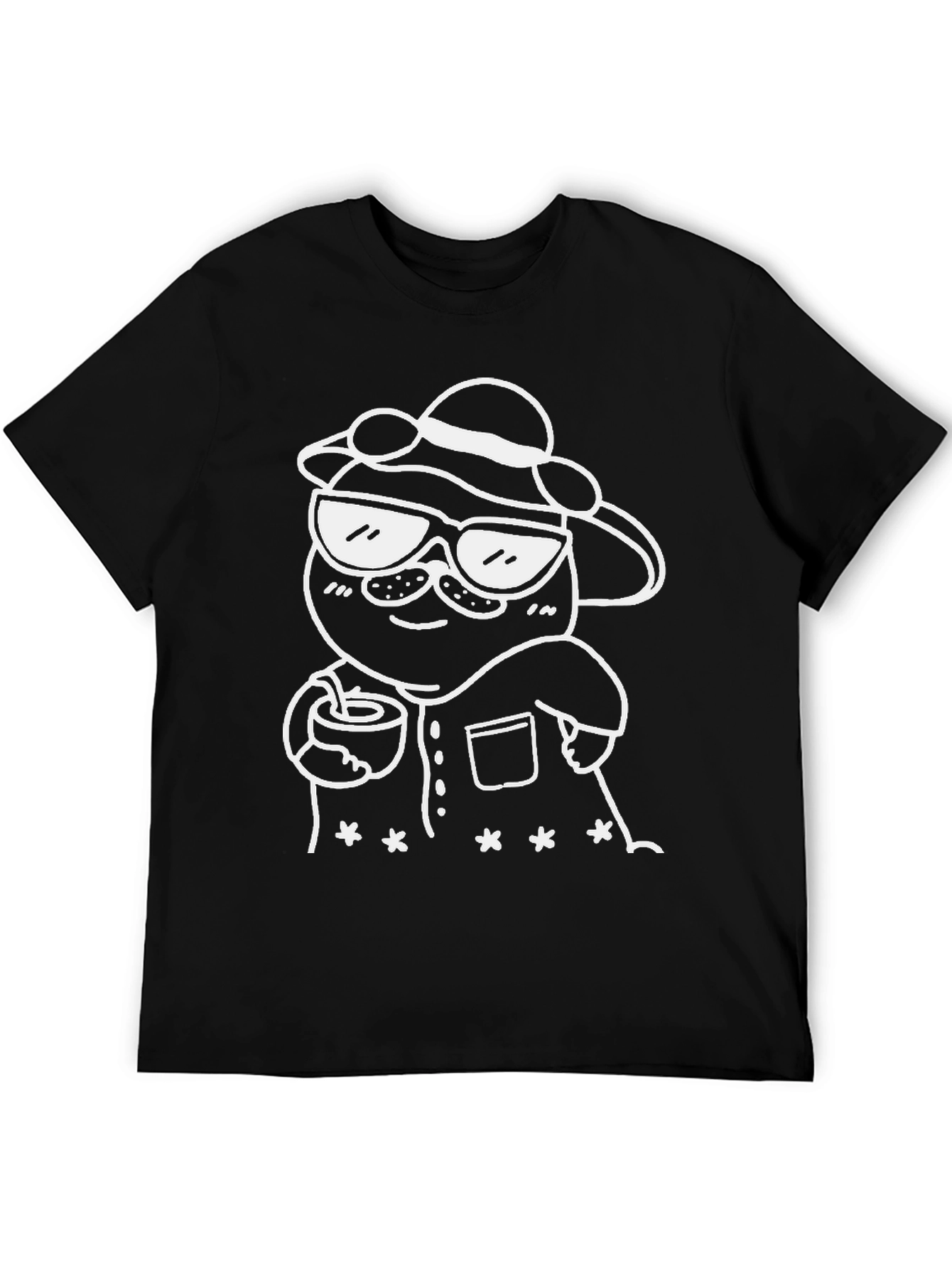 Black Cool Cartoon Graphic Black T-Shirt view 5