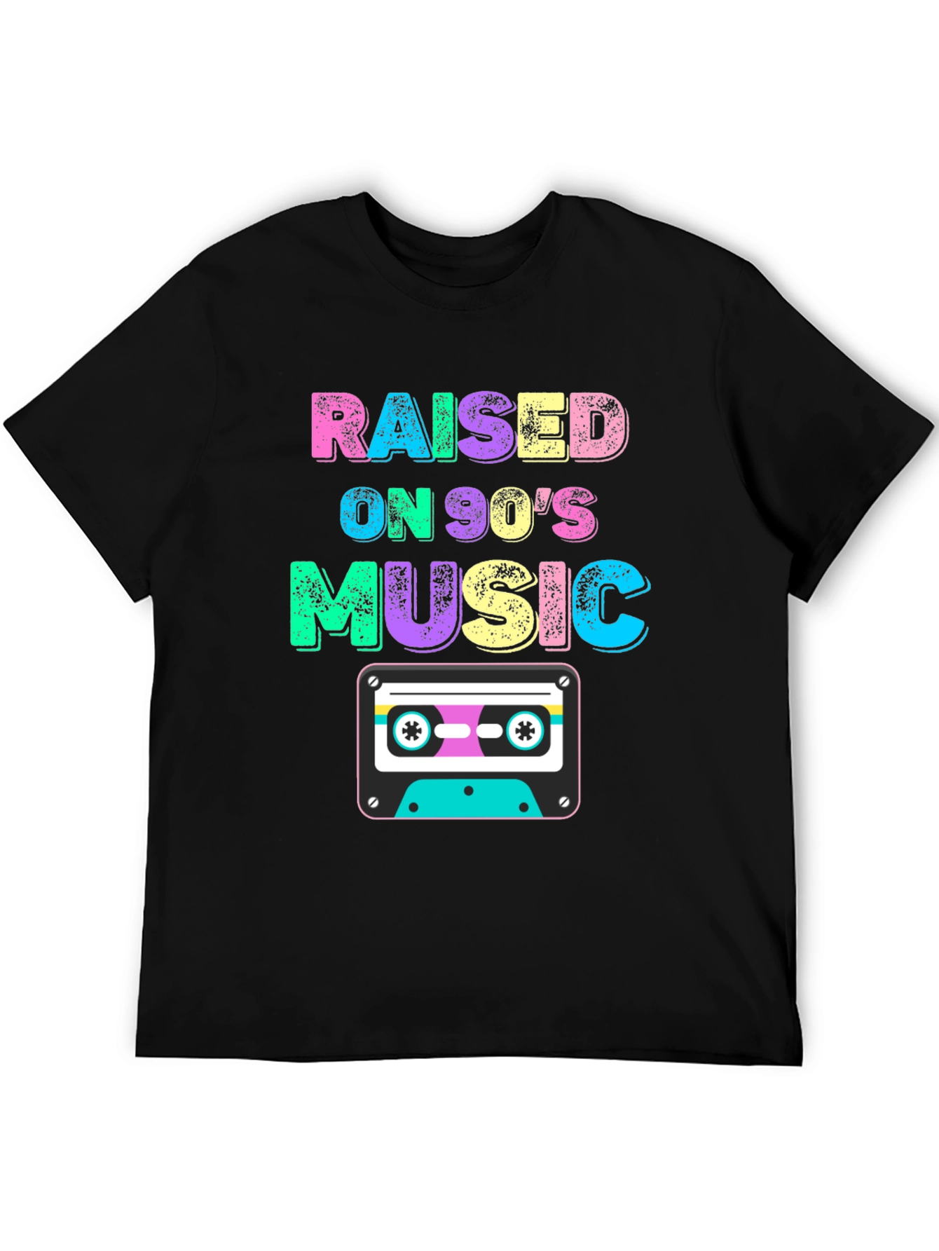 Black Raised on 90's Music Black T-Shirt view 5