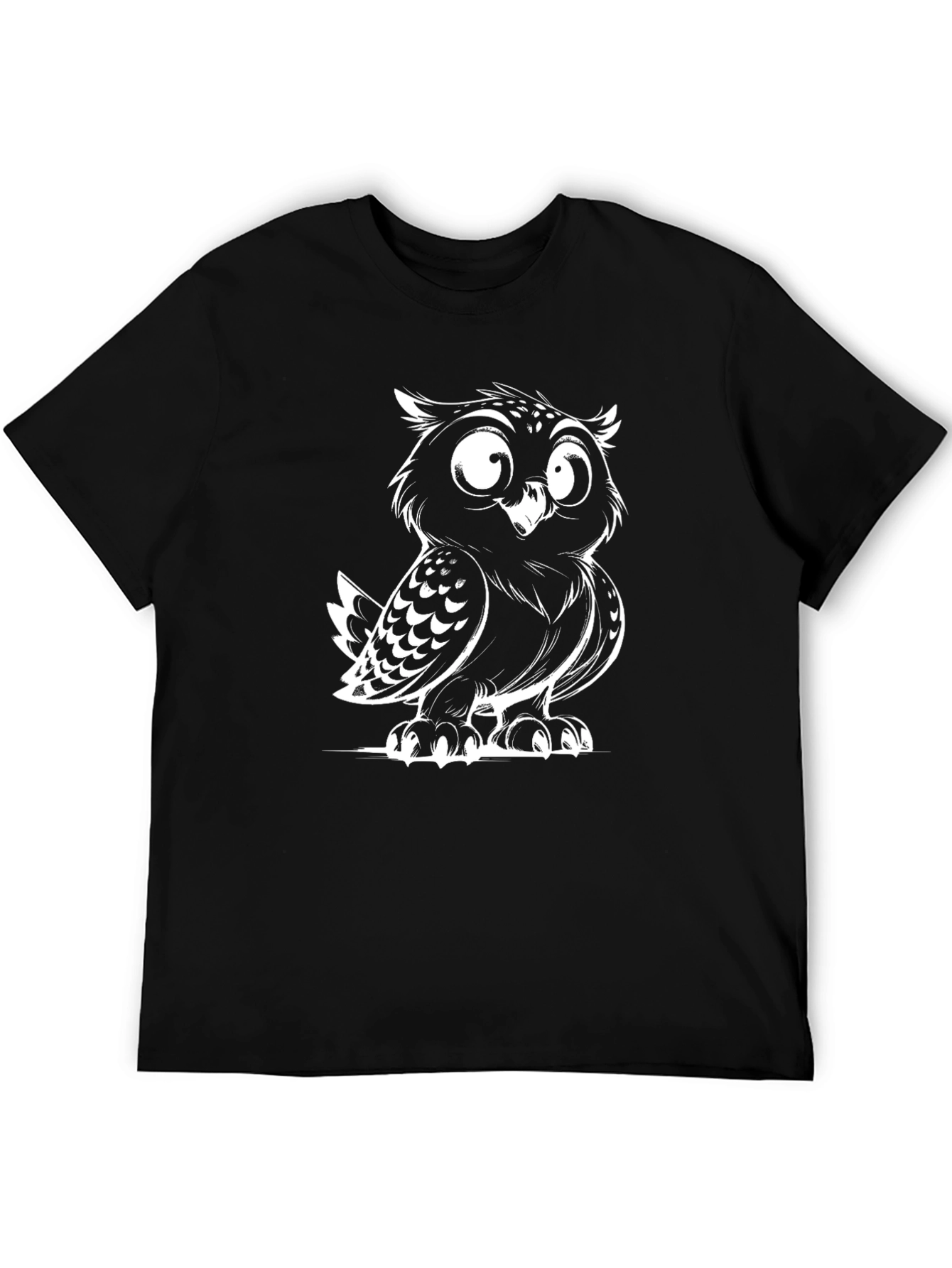 Black Cartoon Owl Black T-Shirt view 5