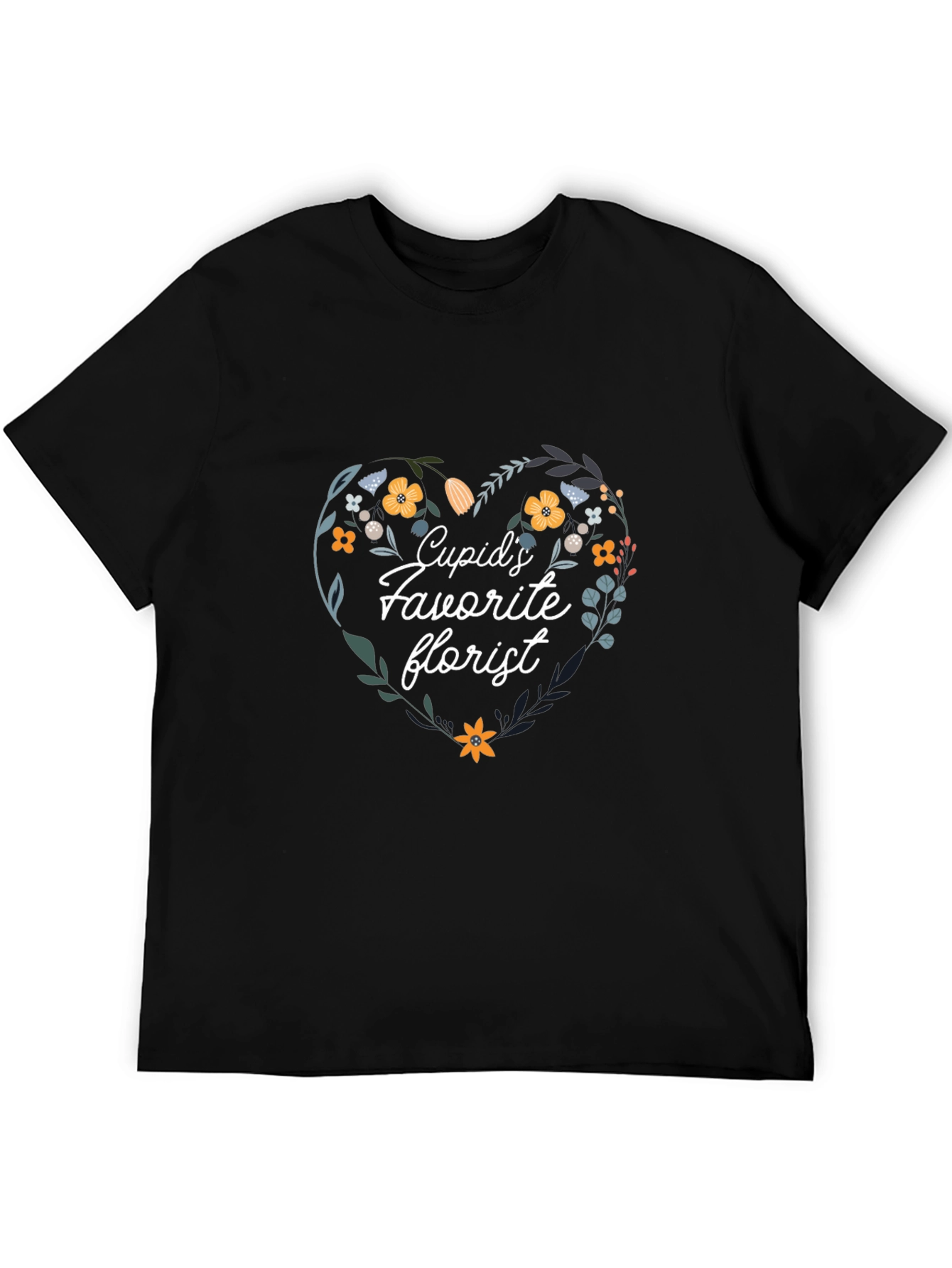 Black Cupid's Favorite Florist Black T-Shirt view 5