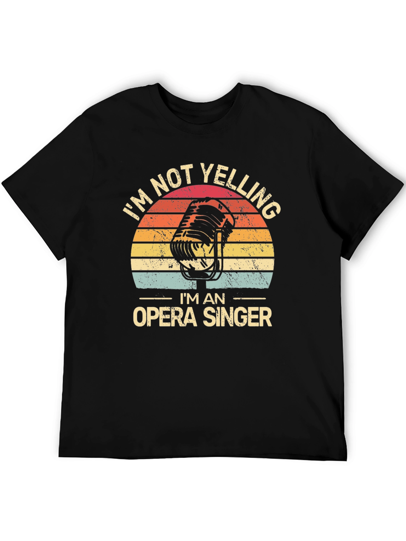 Black Opera Singer T-Shirt - "I'm Not Yelling" Retro Microphone Tee view 5