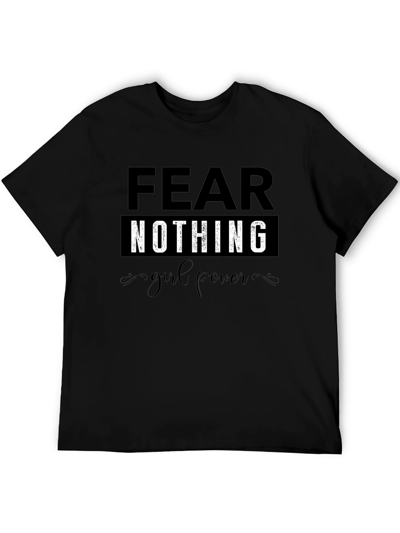 Black Fear Nothing Girl Power Black T-Shirt view 5
